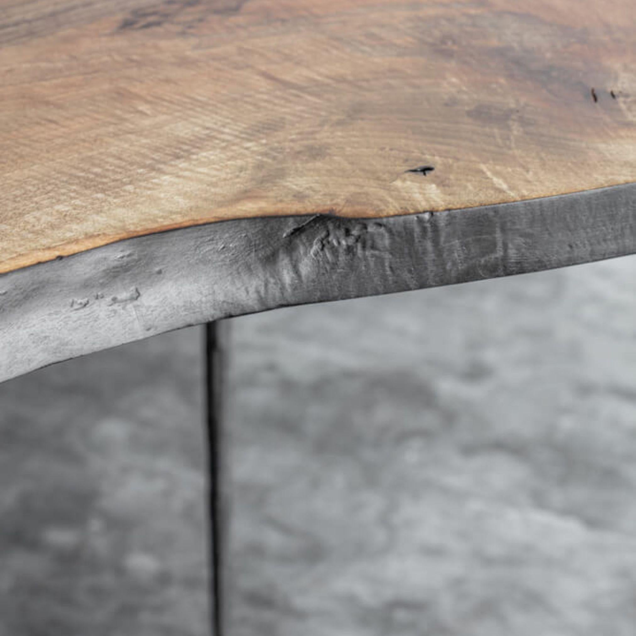 Moderne Table console artisanale en noyer et métal, Anvers, Belgique en vente