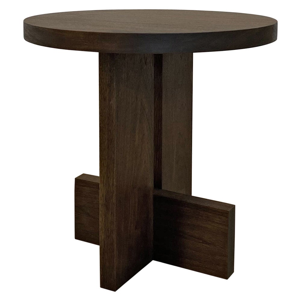 Handcrafted Walnut Axel Side Table 22"Dia by Mary Ratcliffe Studio