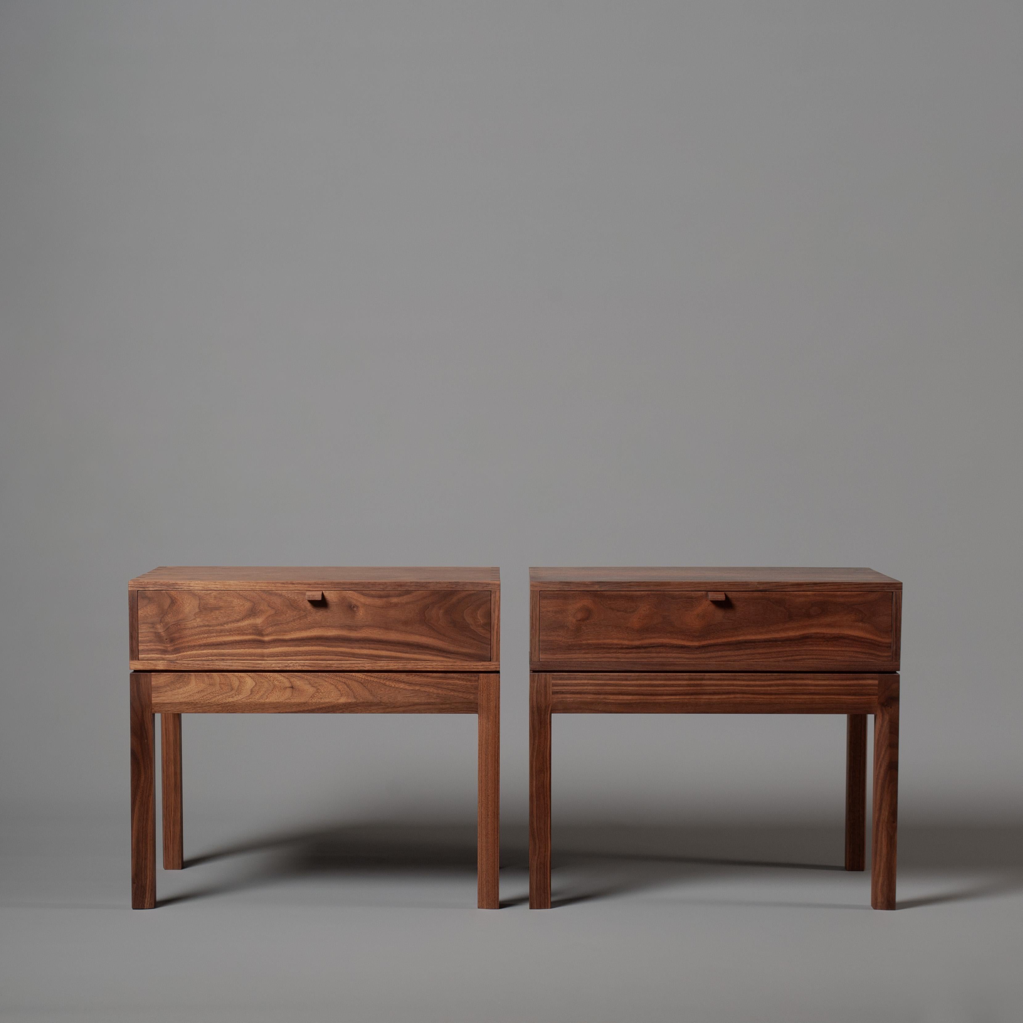 Handcrafted Walnut & Oak End / Bedside Drawer Tables For Sale 2