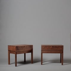 Handcrafted Walnut & Oak End / Bedside Drawer Tables