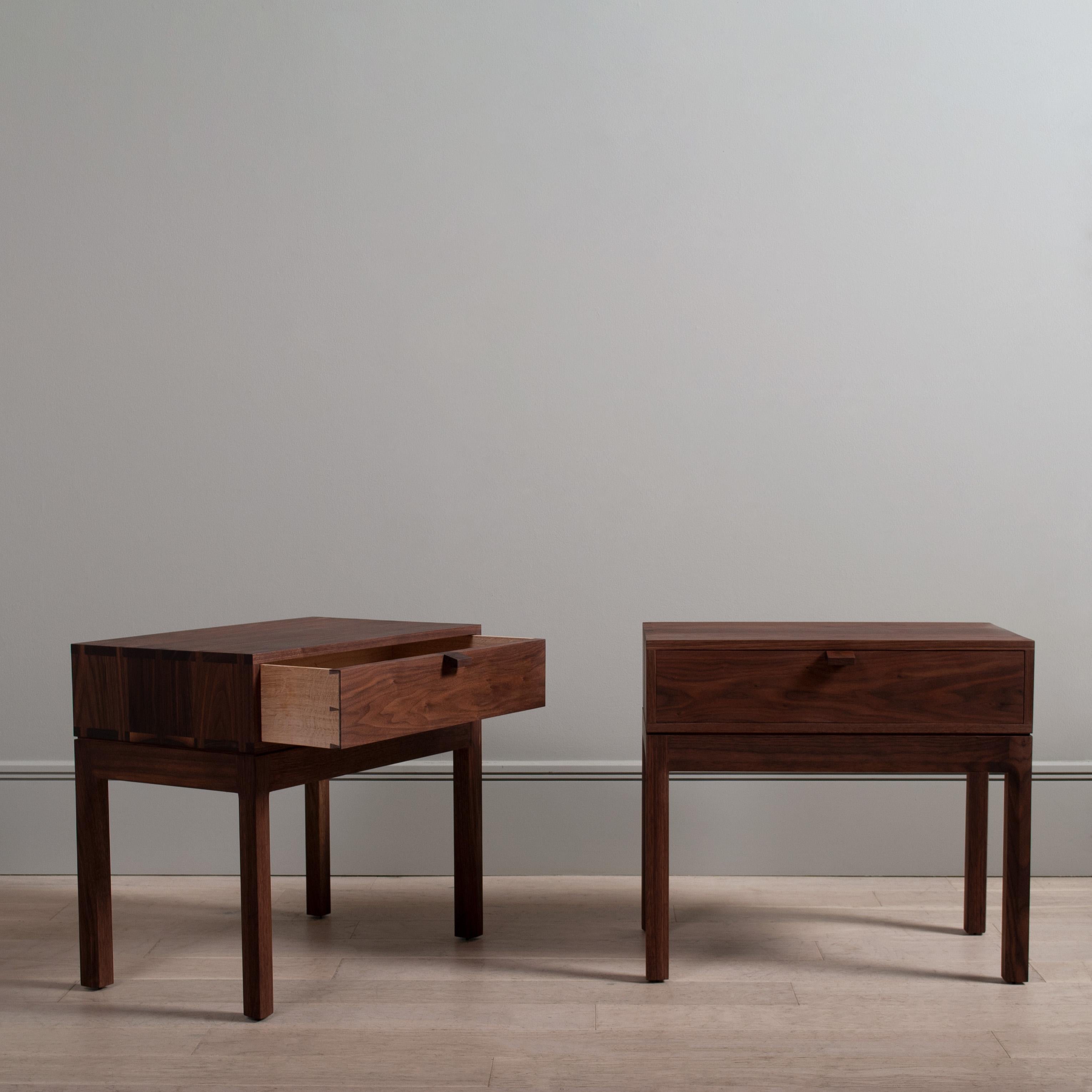 Hand-Crafted Handcrafted Walnut & Oak Nightstands, Bedside Tables For Sale