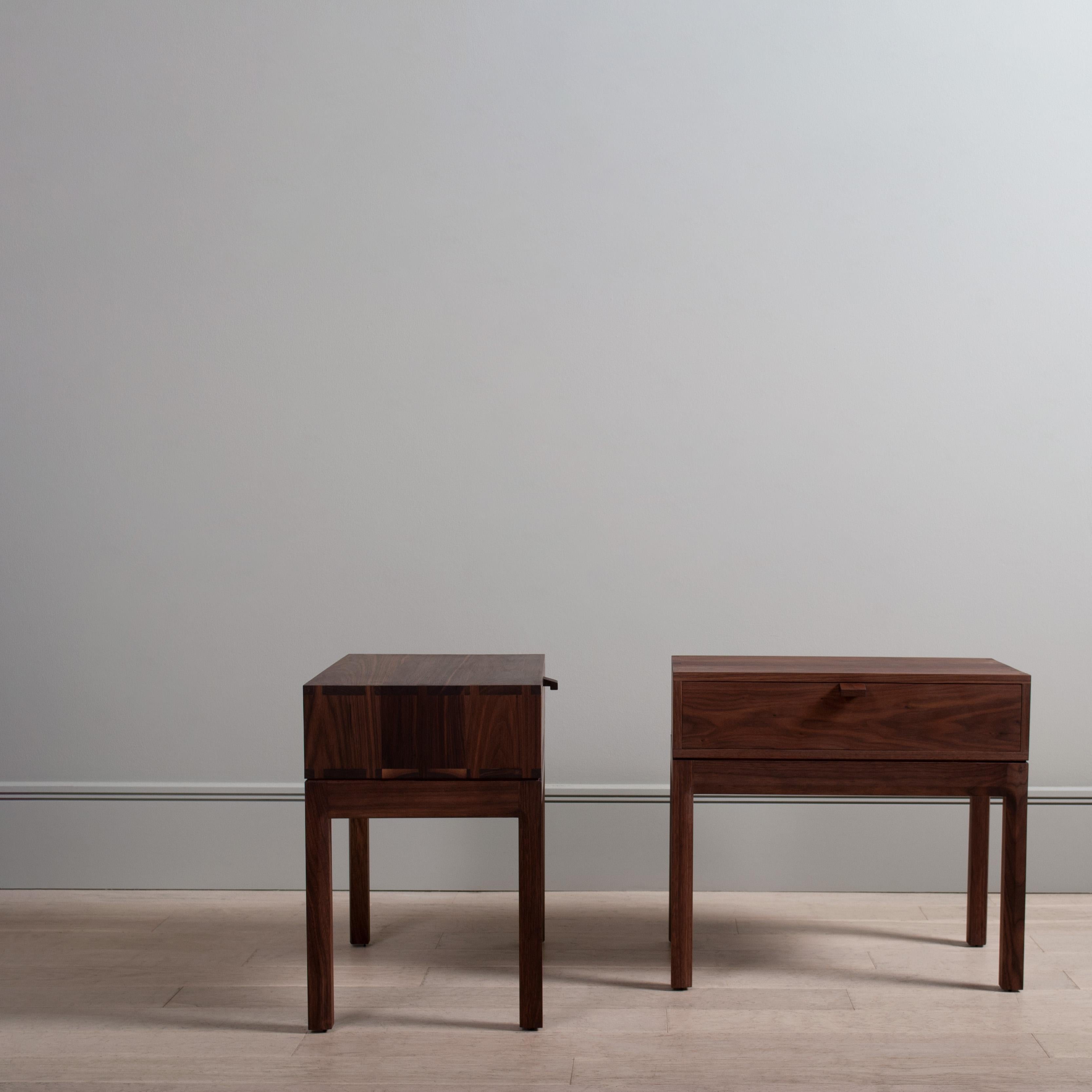 Handcrafted Walnut & Oak Nightstands, Bedside Tables In New Condition For Sale In London, GB