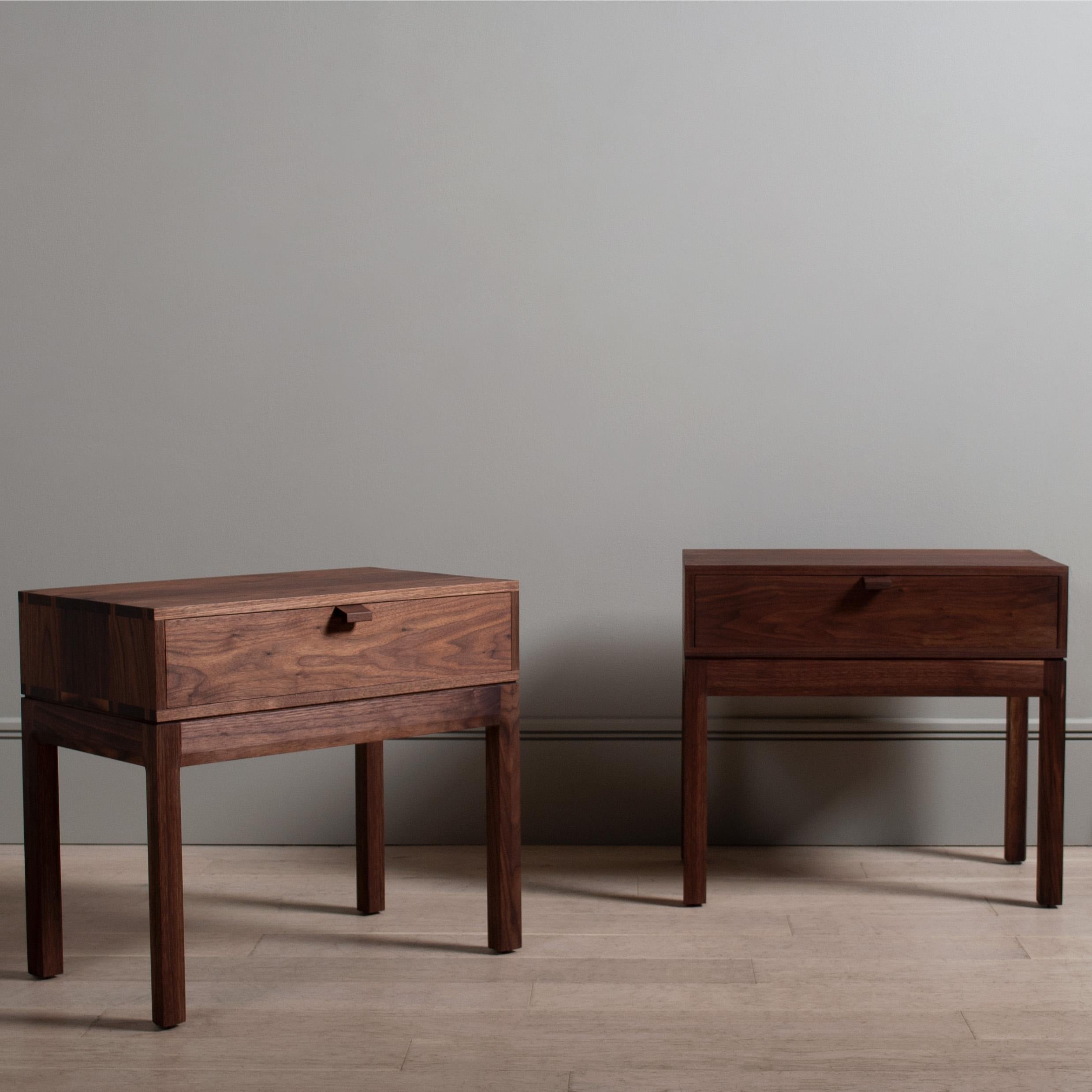 Contemporary Handcrafted Walnut & Oak Nightstands, Bedside Tables For Sale