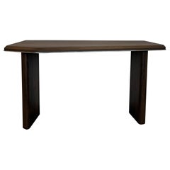 Tavolo consolle artigianale in noce e alluminio lucidato da 60", Mary Ratcliffe A. Studio