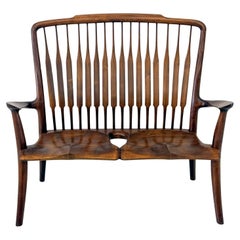 Handcrafted Walnut Studio Craft Loveseat in the Style of Maloof and Nakashima