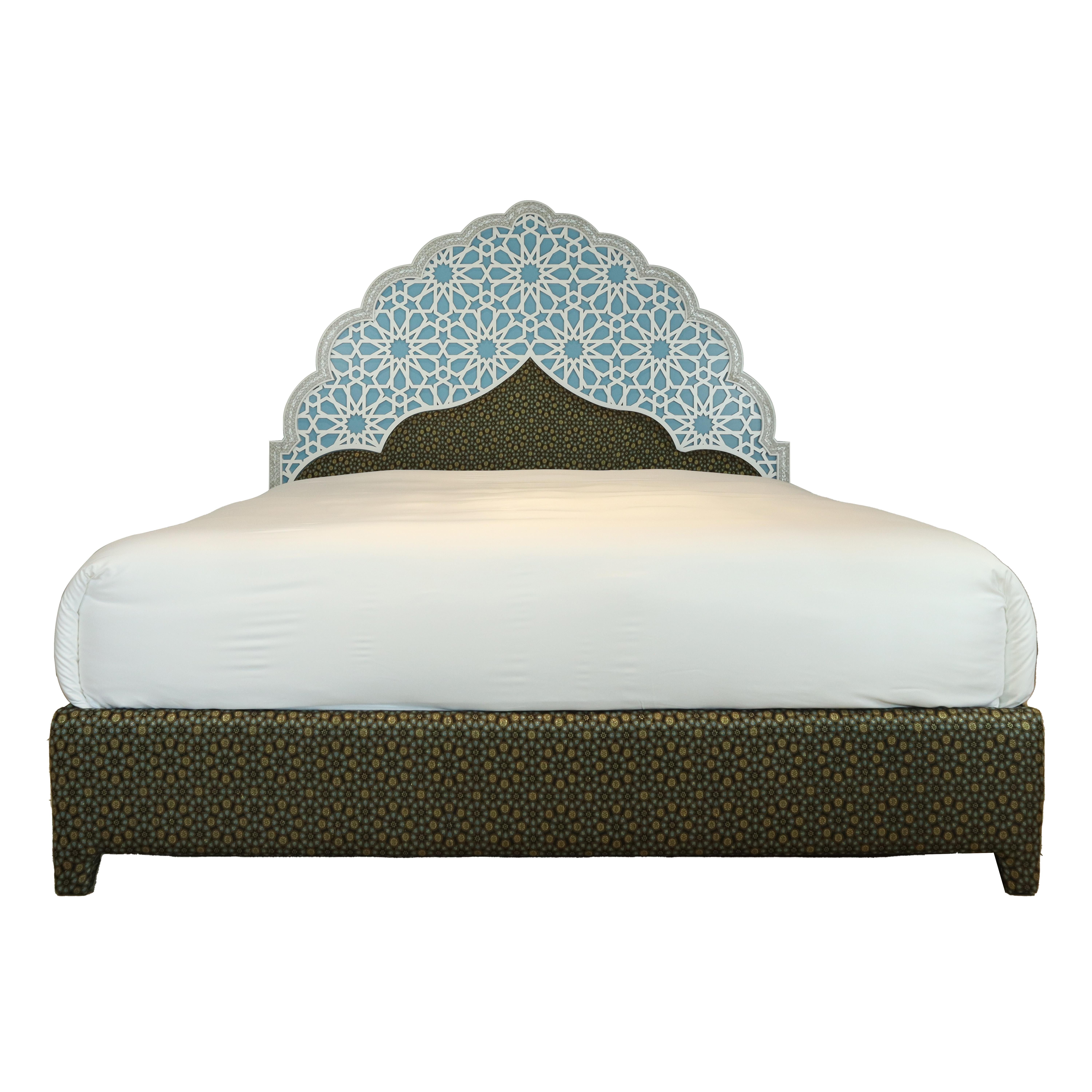 The Harmony Bed is a masterpiece of Syrian artistry, combining timeless design with functionality. Handcrafted from solid walnut wood, it features intricate mother-of-pearl inlay that adds elegance and sophistication. This bed is more than just
