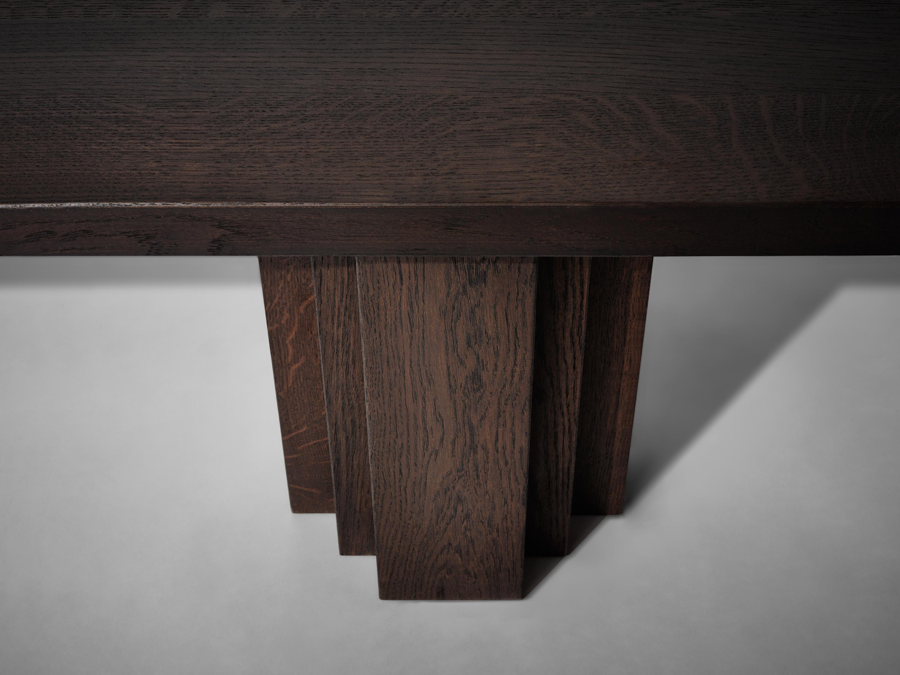 Contemporary Handcrafted Warm Brown Oak Bench - Brut by Mokko For Sale