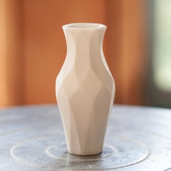 Handcrafted Warm White Porcelain Vase with Sculptural Design