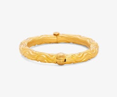 Handcrafted Wavey Repousse 24K Gold Cuff Bracelet