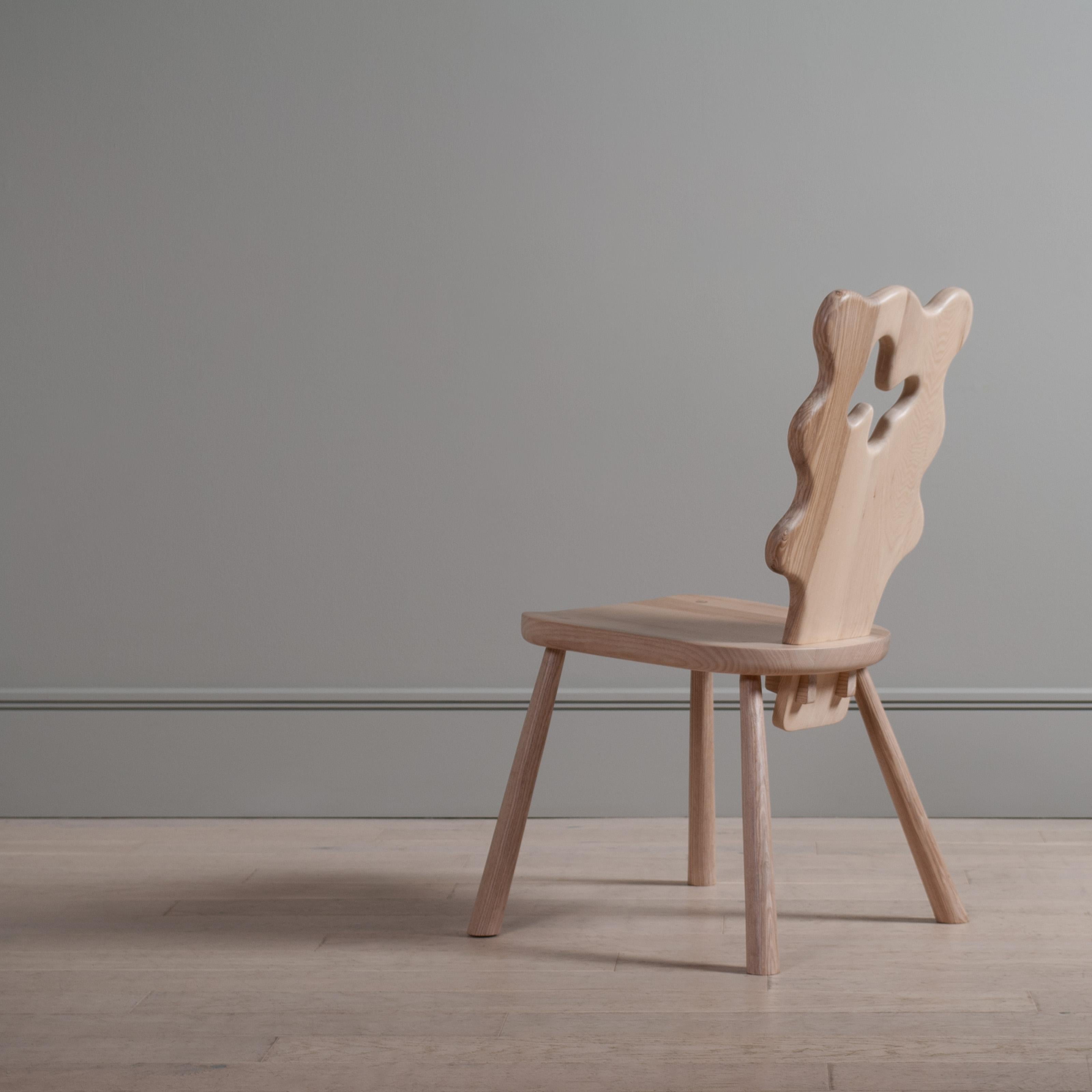 Modern Handcrafted Wavy Ash Chair For Sale