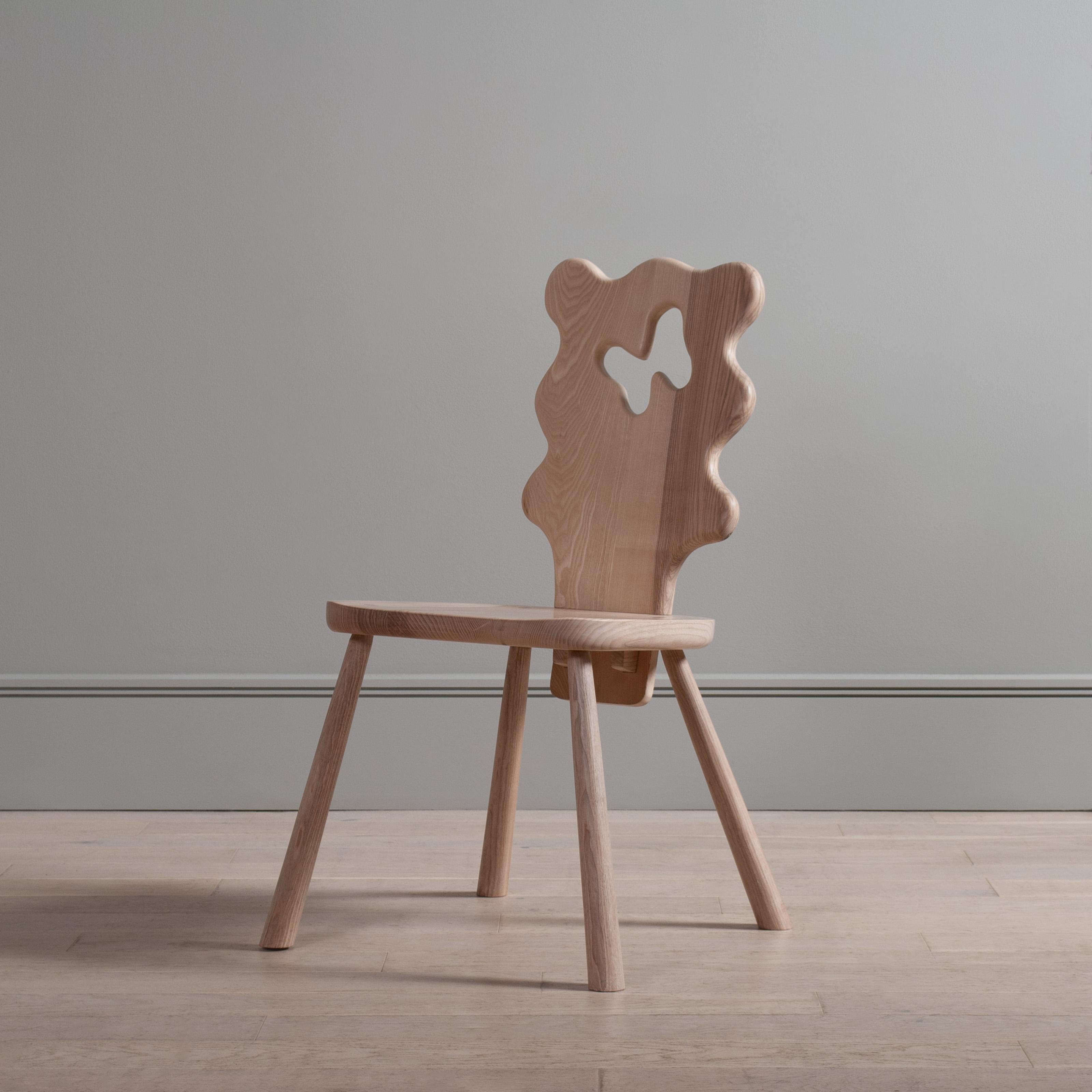 English Handcrafted Wavy Ash Chair For Sale