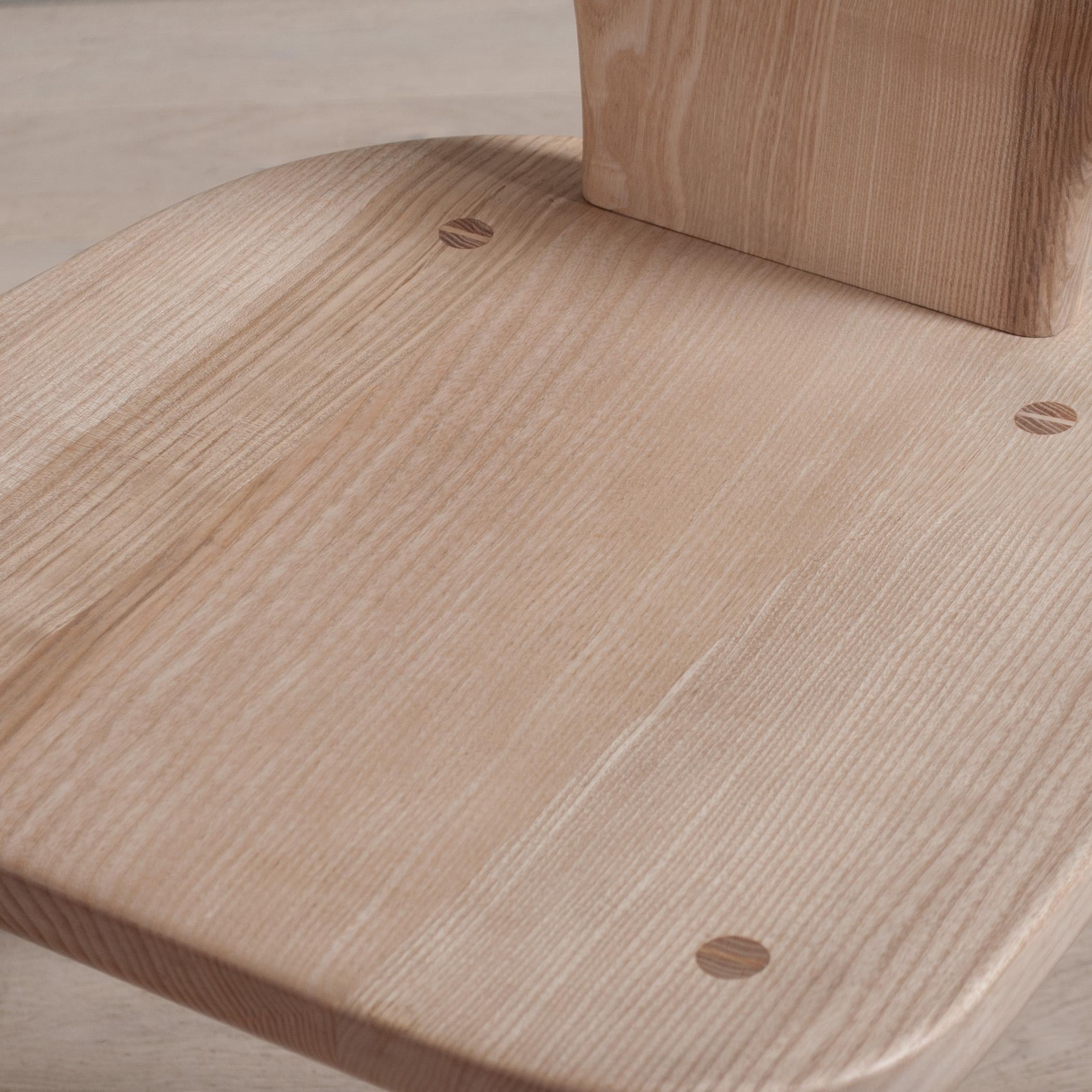 Contemporary Handcrafted Wavy Ash Chair For Sale