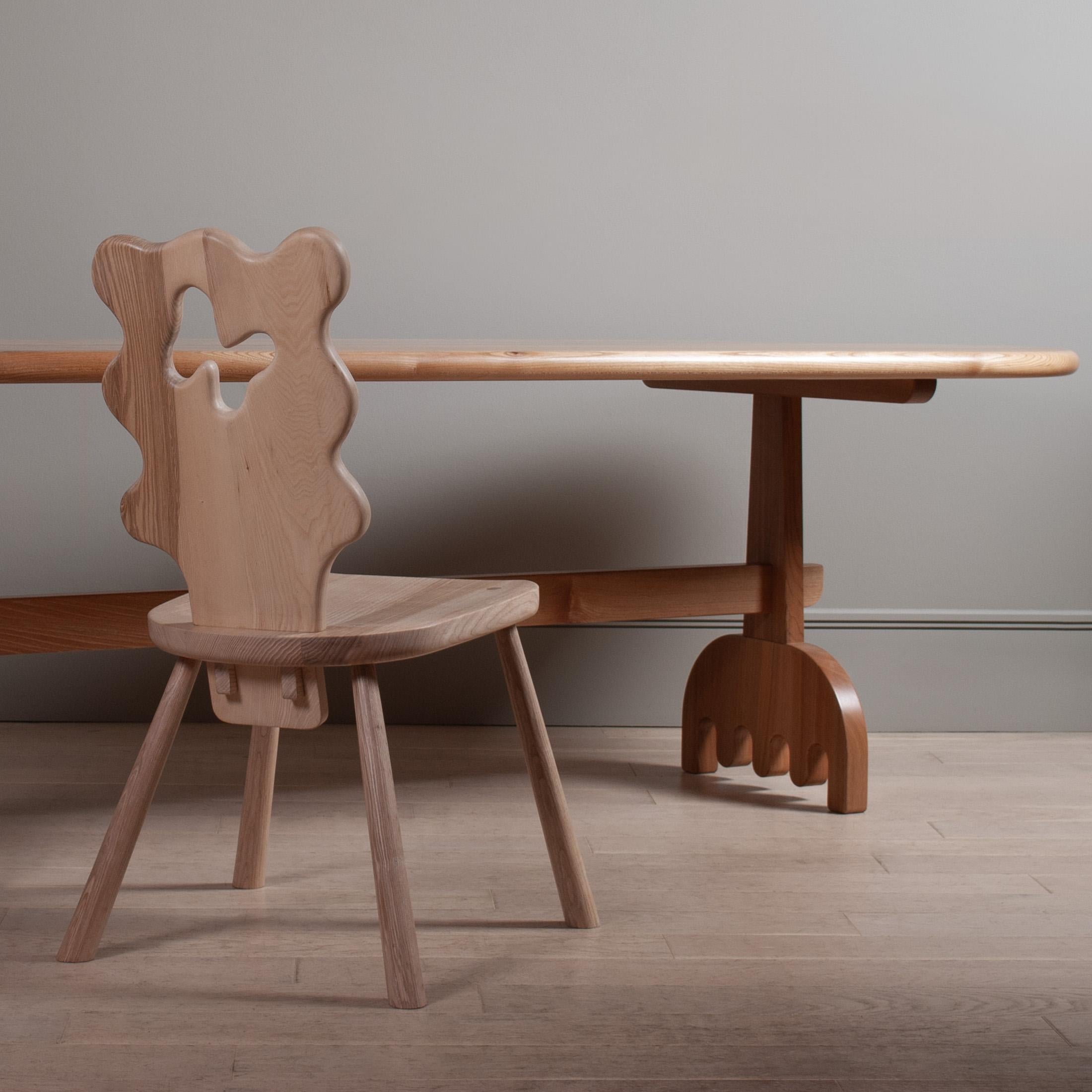 Handcrafted Wavy Ash Chair For Sale 1