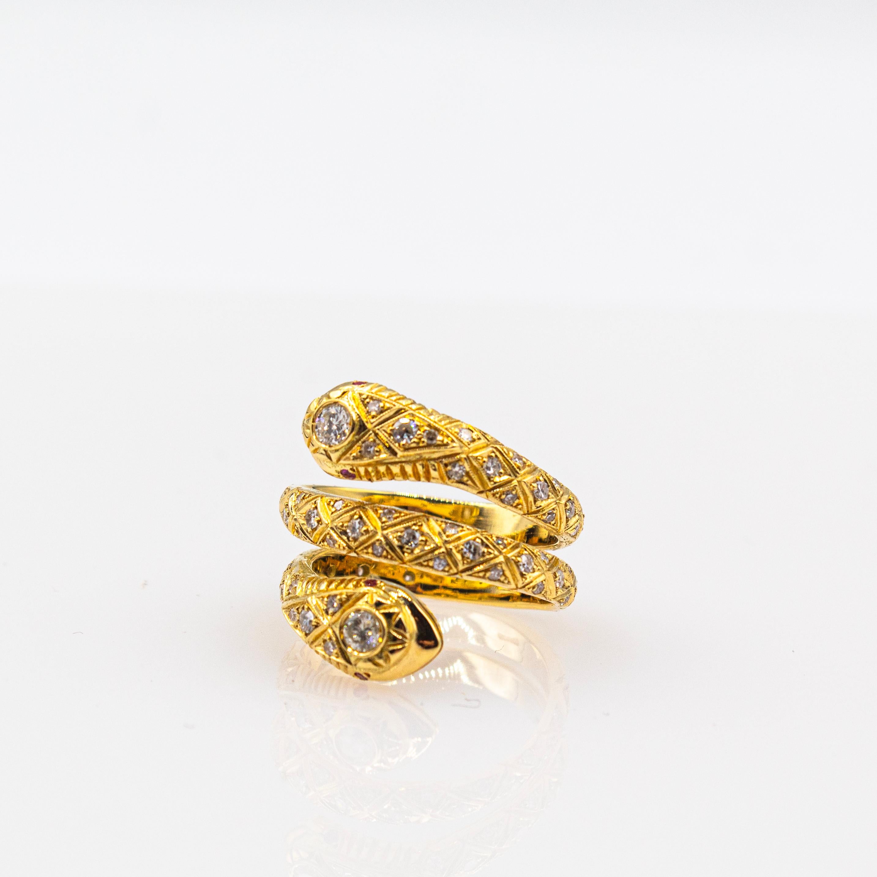 Handcrafted White Brilliant Cut Diamond Ruby Yellow Gold 