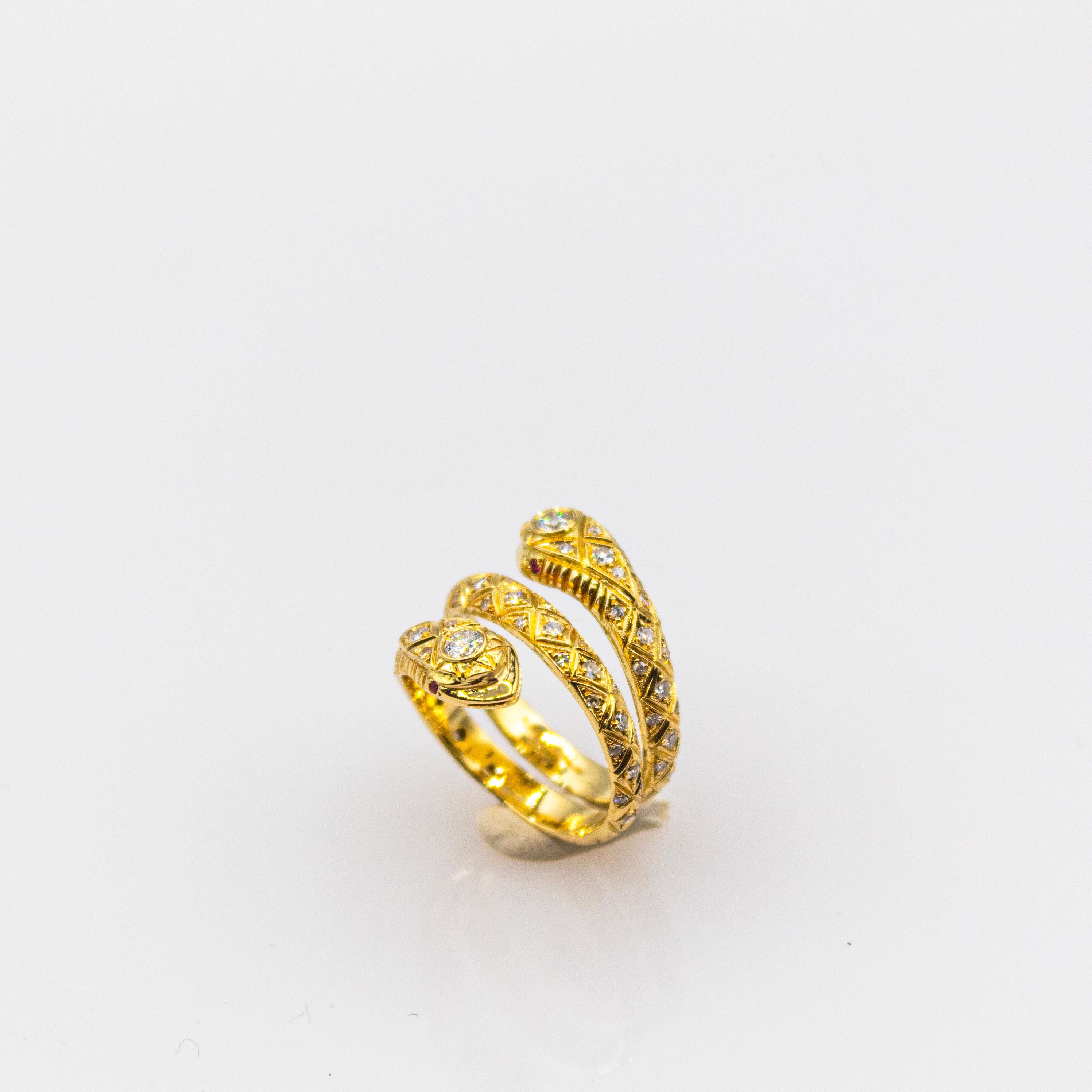 Art Deco Handcrafted White Brilliant Cut Diamond Ruby Yellow Gold 