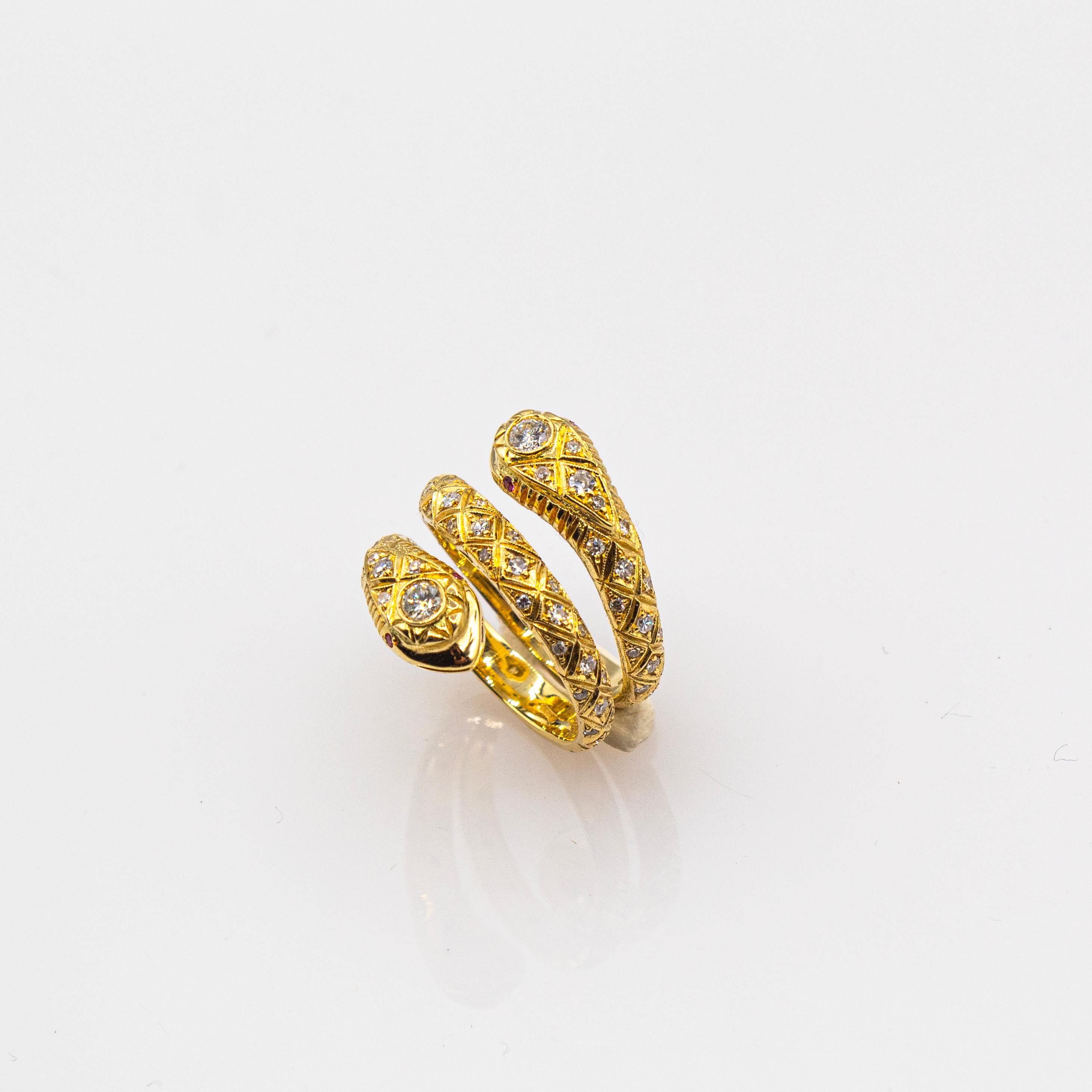 Handcrafted White Brilliant Cut Diamond Ruby Yellow Gold 