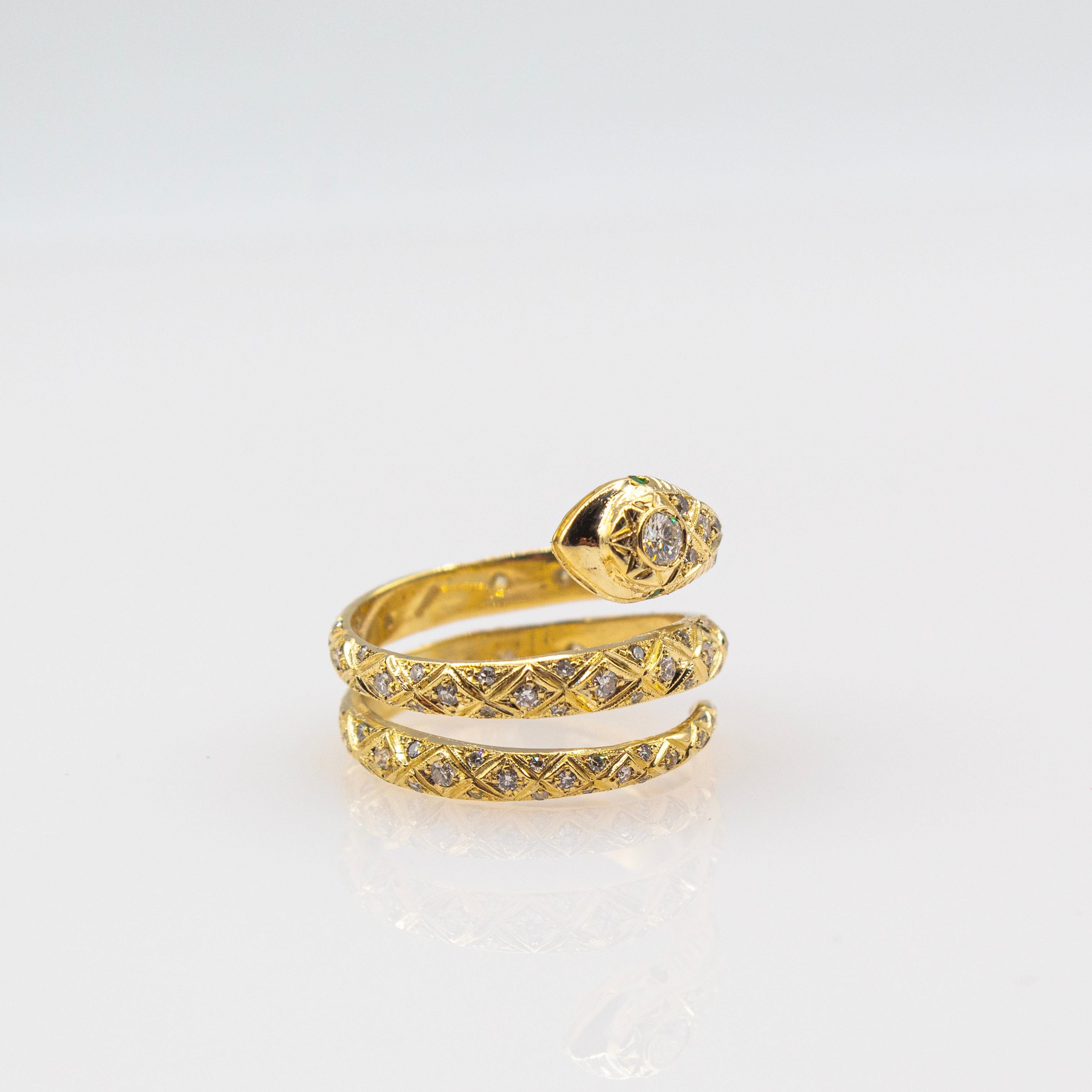 Handcrafted White Brilliant Cut Diamond Tsavorite Yellow Gold 