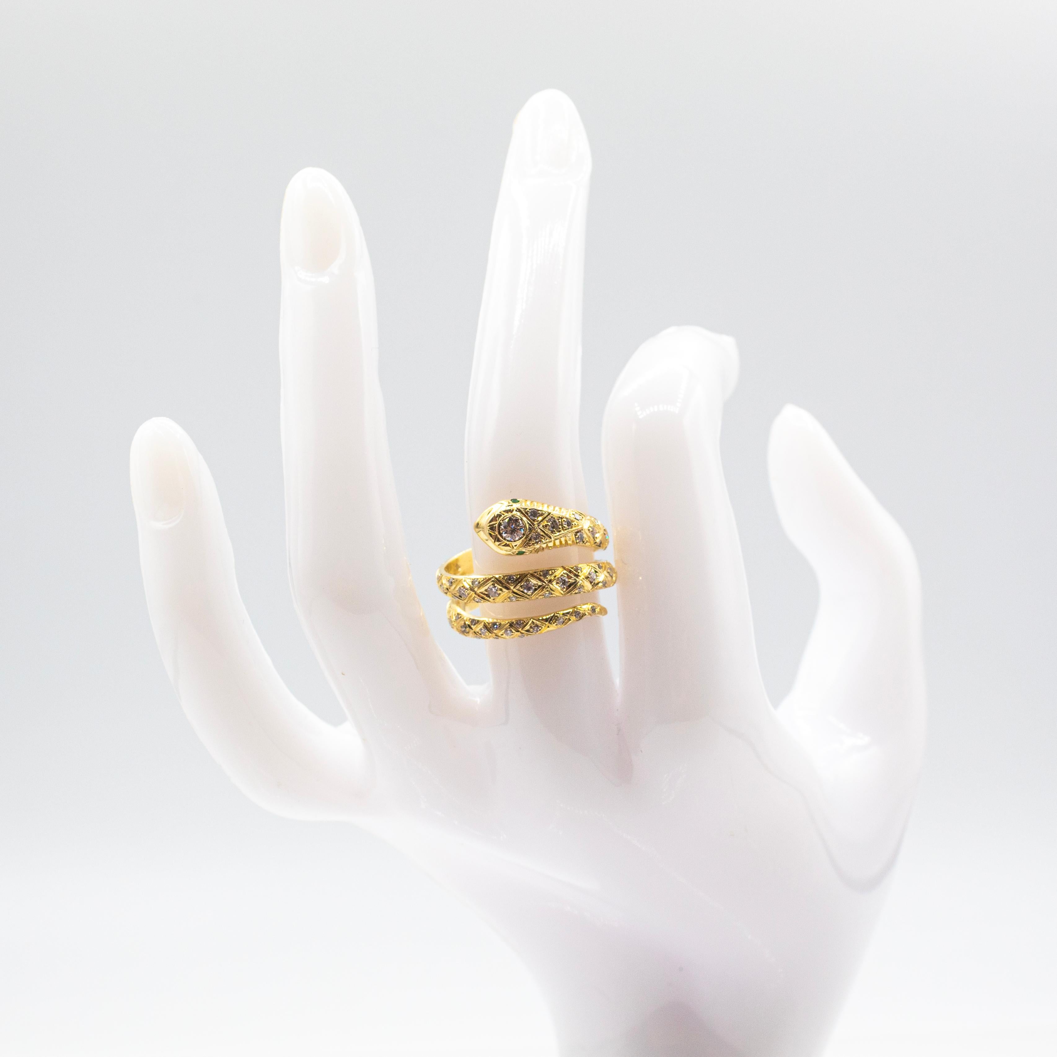 Handcrafted White Brilliant Cut Diamond Tsavorite Yellow Gold 