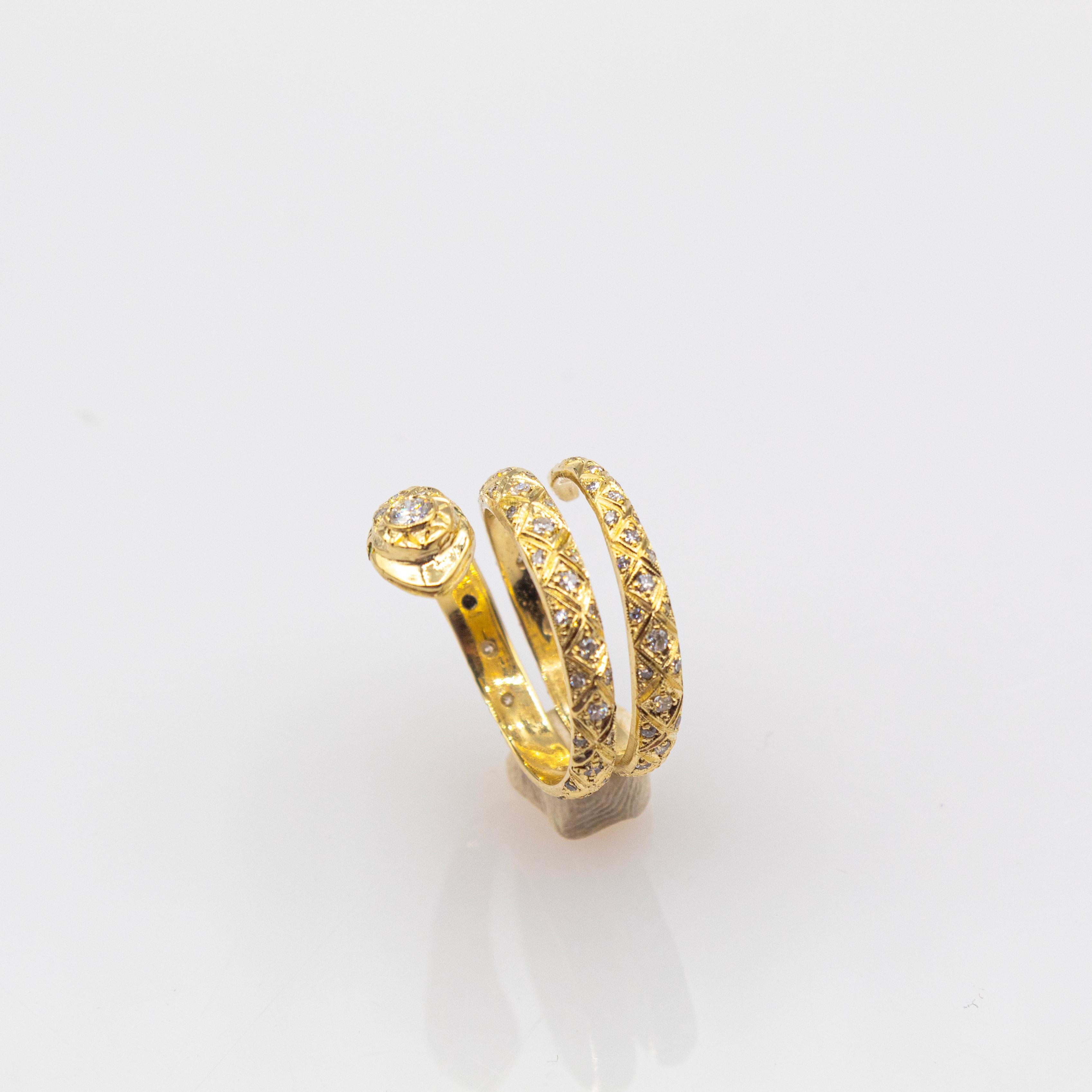 Handcrafted White Brilliant Cut Diamond Tsavorite Yellow Gold 