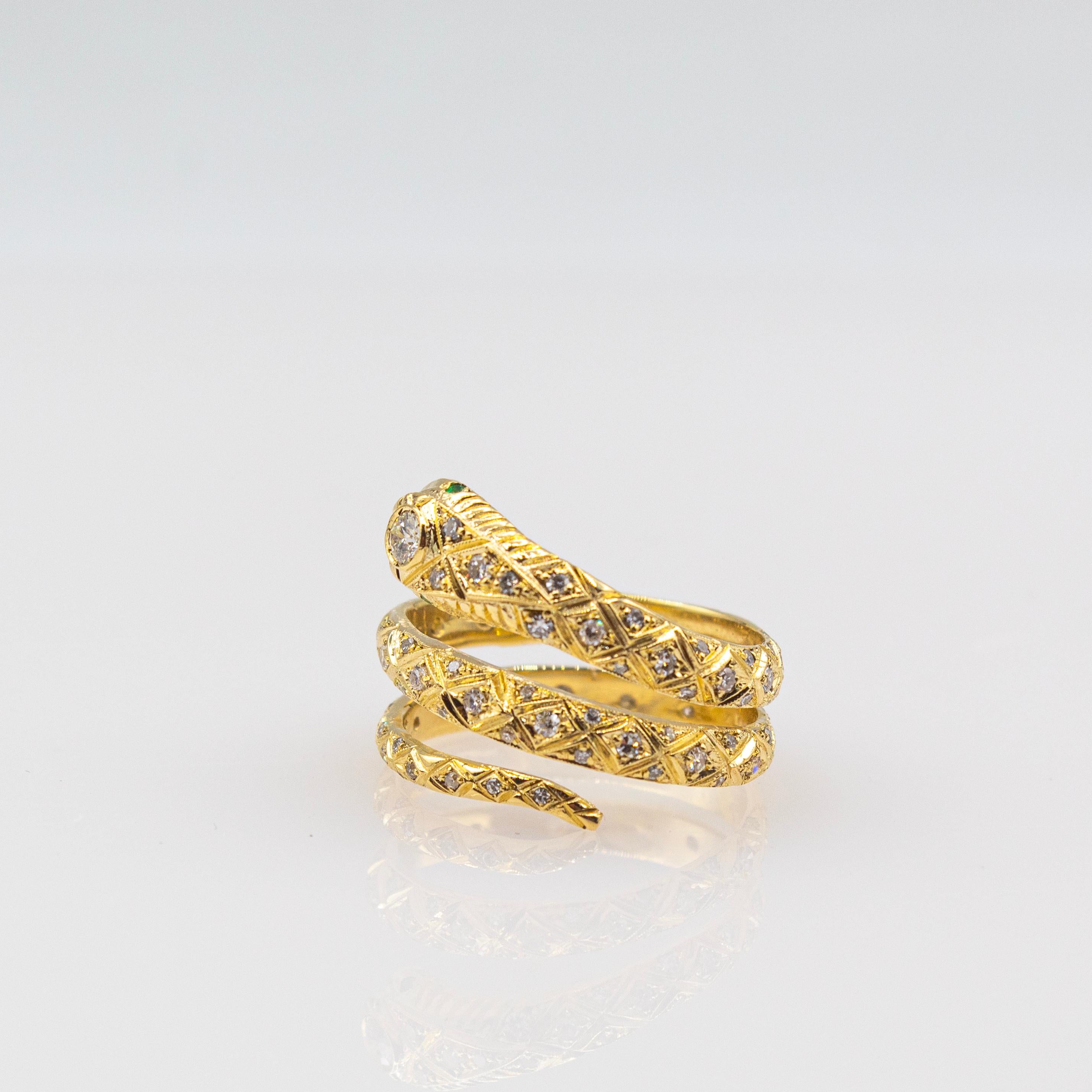 Handcrafted White Brilliant Cut Diamond Tsavorite Yellow Gold 