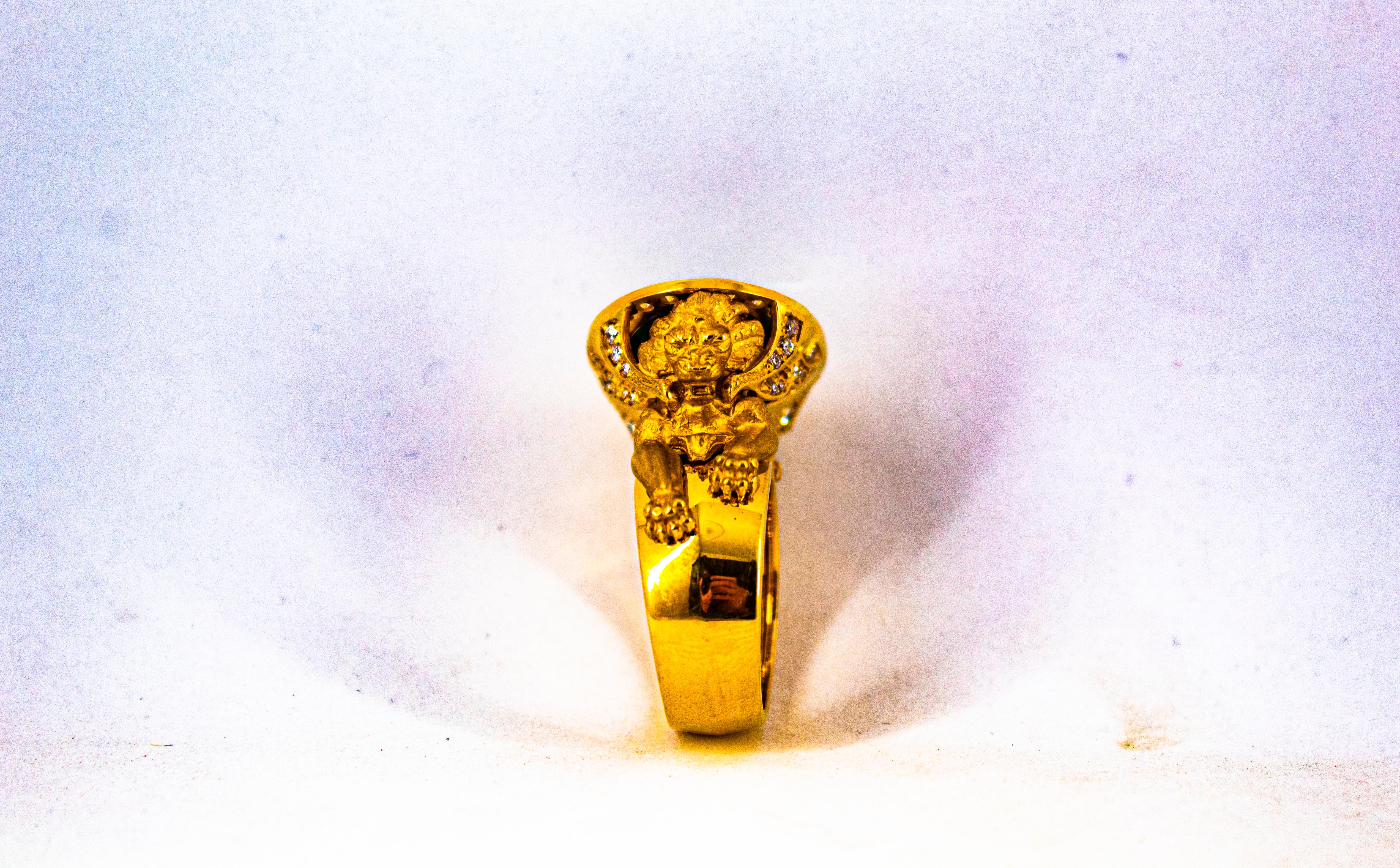 Handcrafted White Diamond Oval Cut Emerald Yellow Gold Cocktail 