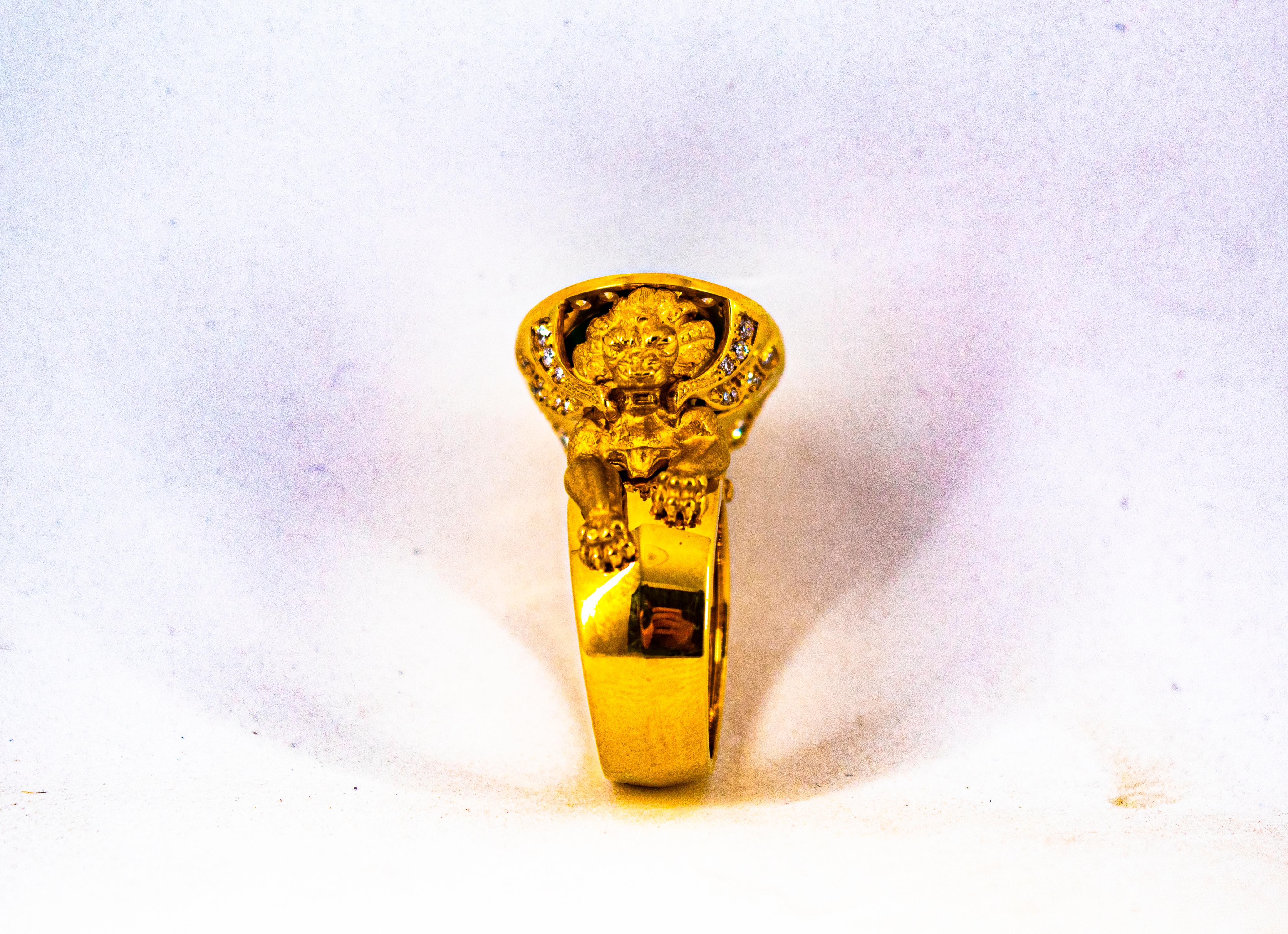 Handcrafted White Diamond Oval Cut Emerald Yellow Gold Cocktail 