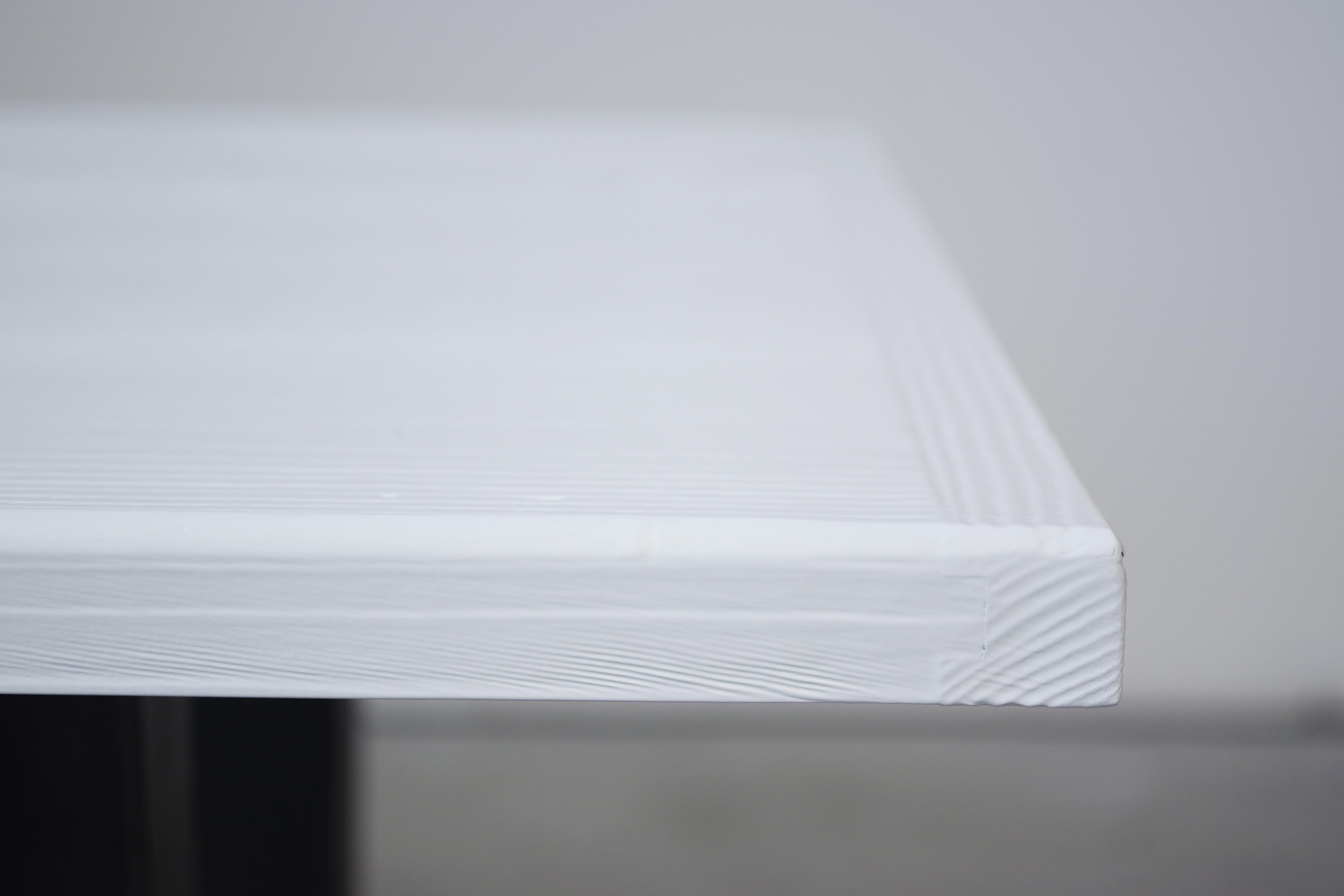 Italian Handcrafted White Lacquered Brushed Fir Table with Iron Legs, 2020 in vendita