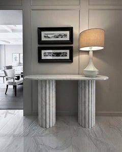 Handcrafted White Marble Console Table - Custom Hallway - Entryway Table