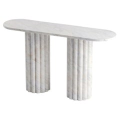 Handcrafted White Marble Console Table - Custom Hallway - Entryway Table