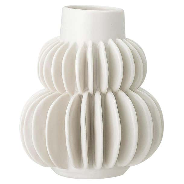 Handcrafted White Mat Glazed Brutalist Era Style Accordion Vase at 1stDibs