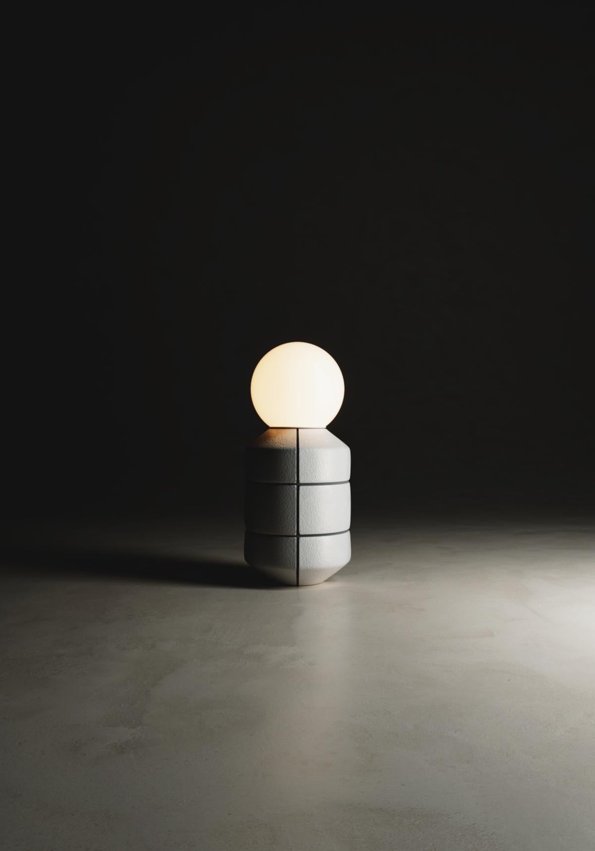 Minimalist Handcrafted White Navazi Lamp Ceramic Pottery Table Illumination Lighting For Sale