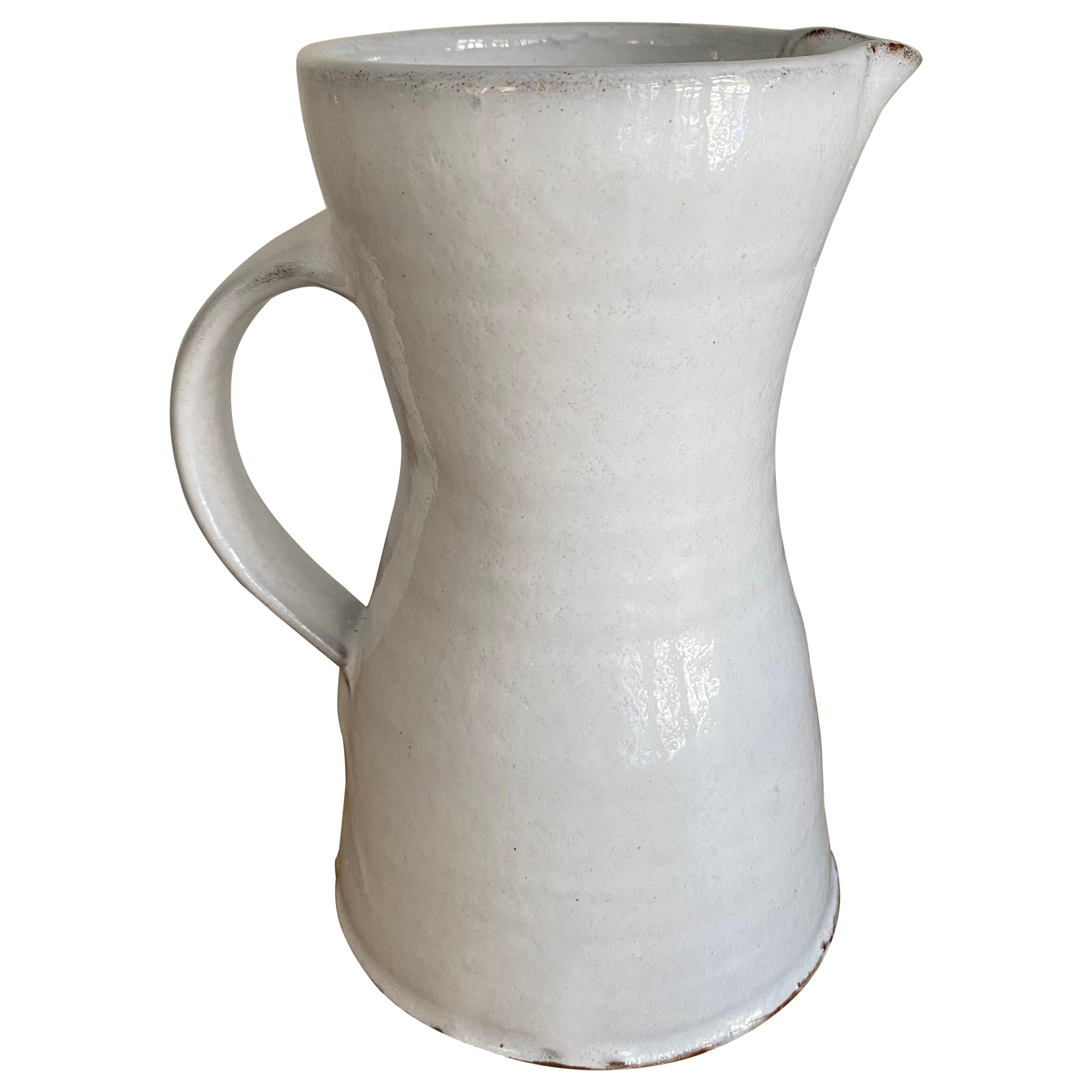 Handcrafted White Stoneware Pitcher by Mats Svensson