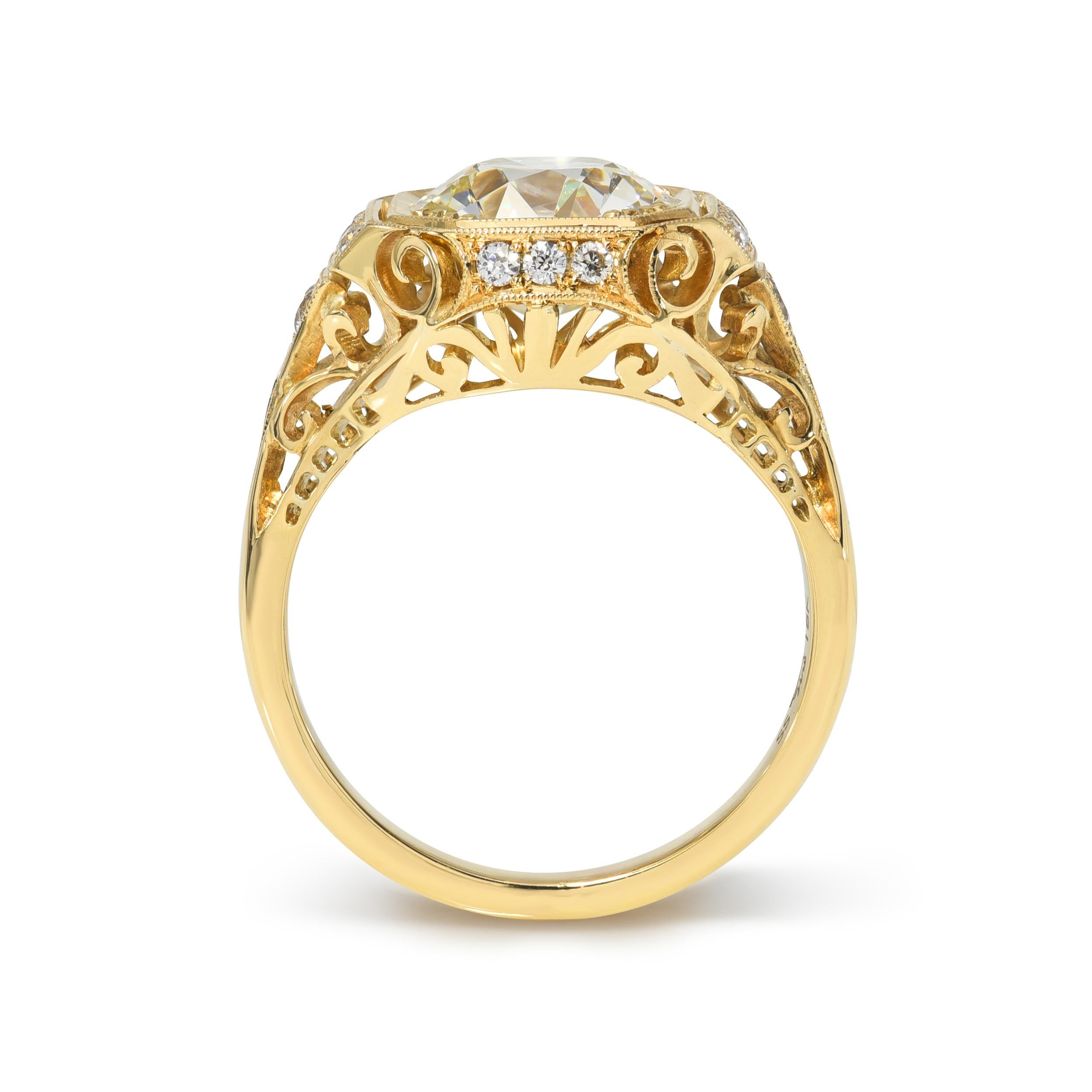 Handcrafted Whitney Old European Cut Diamond Ring von Single Stone (Alteuropäischer Schliff) im Angebot
