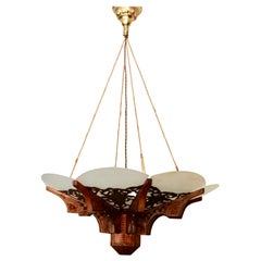 Vintage Handcrafted with Carved Wooden Details Pendant Light in Moorish Style