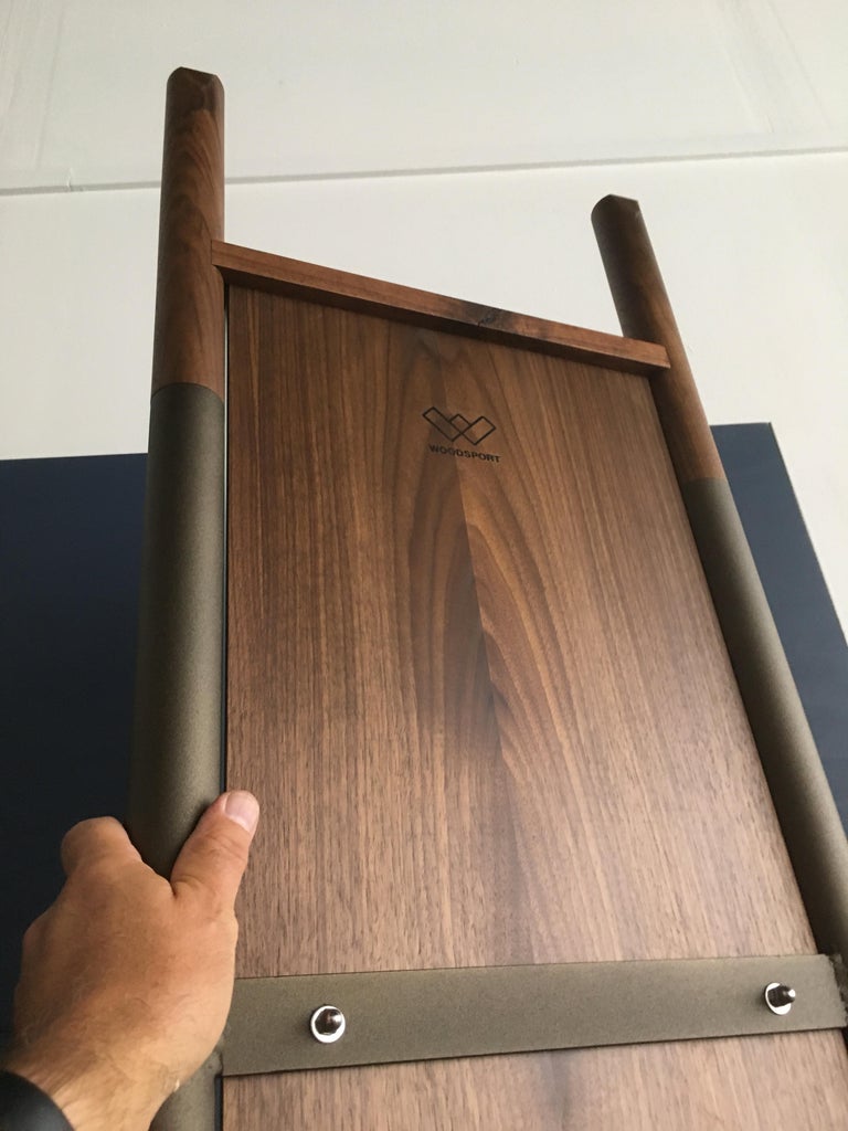 Handcrafted Wood and Steel Easeup Mirror by Woodsport In New Condition For Sale In St. Paul, MN