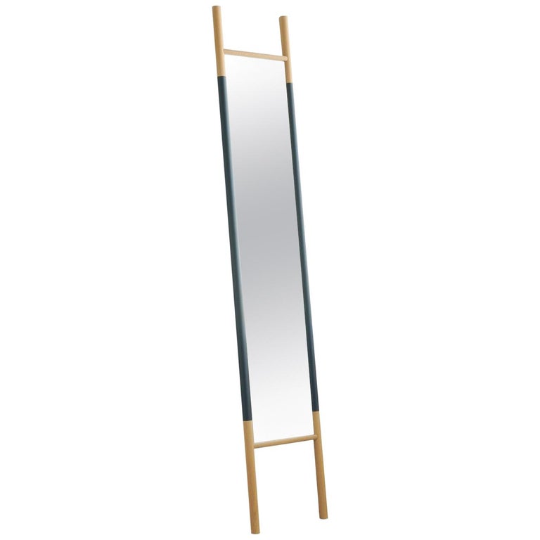 Handcrafted Wood and Steel Easeup Mirror by Woodsport For Sale