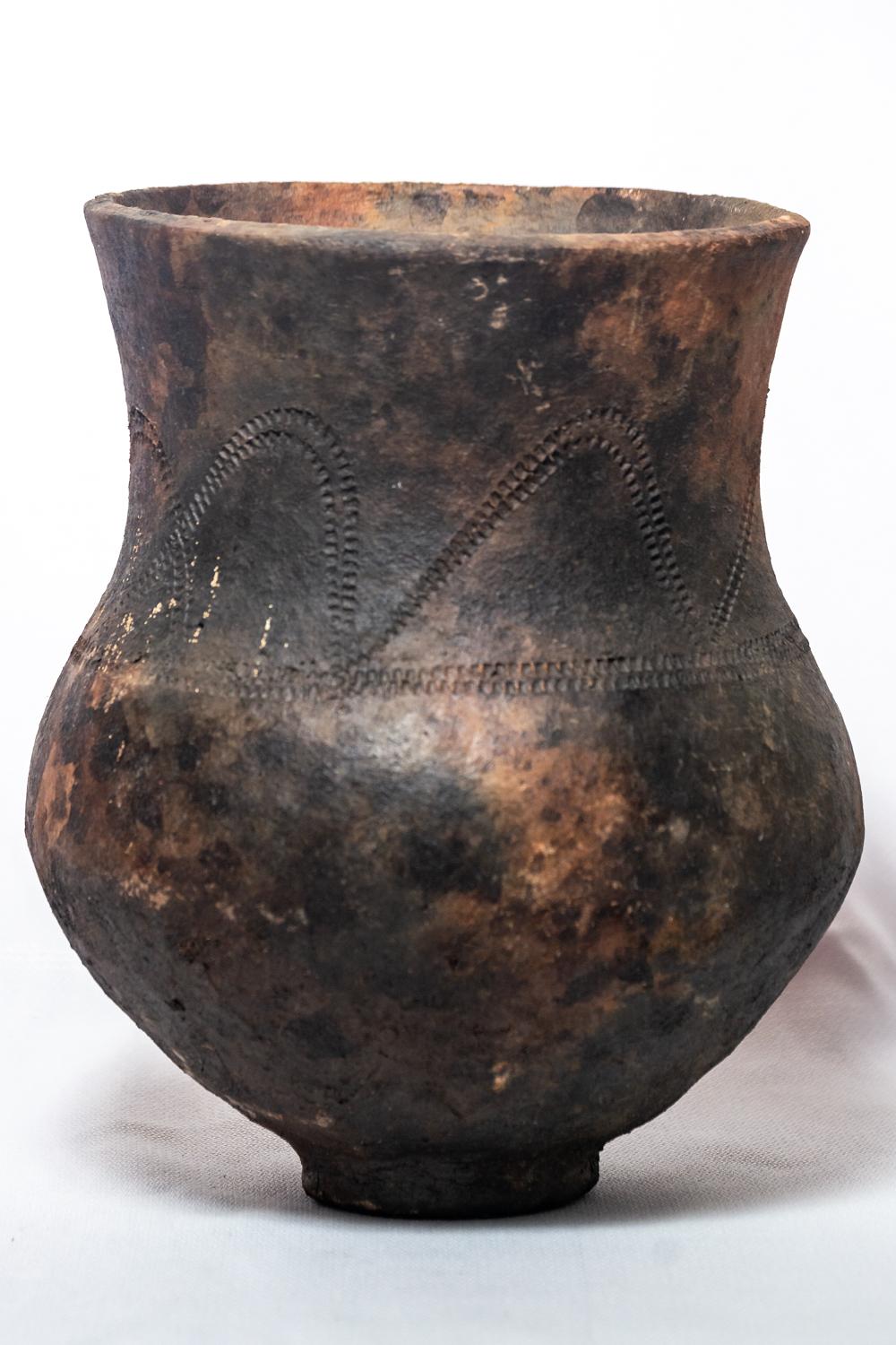 Angolan Handcrafted Wood-Ash Fired Clay Vase For Sale