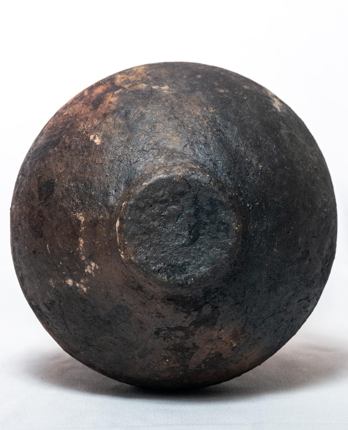 Contemporary Handcrafted Wood-Ash Fired Clay Vase For Sale