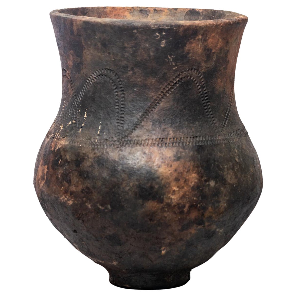 Handcrafted Wood-Ash Fired Clay Vase For Sale