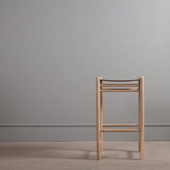 Handcrafted English Ash & Leather Bar Stools