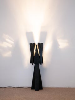 Handcrafted Wood Sculptural Floor Lamp Artisan Standing Light Black The Balance