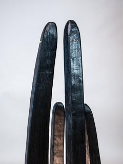 Fait à la main Wood Sculptural Light Vessel Artisan Standing Light Black The Amity