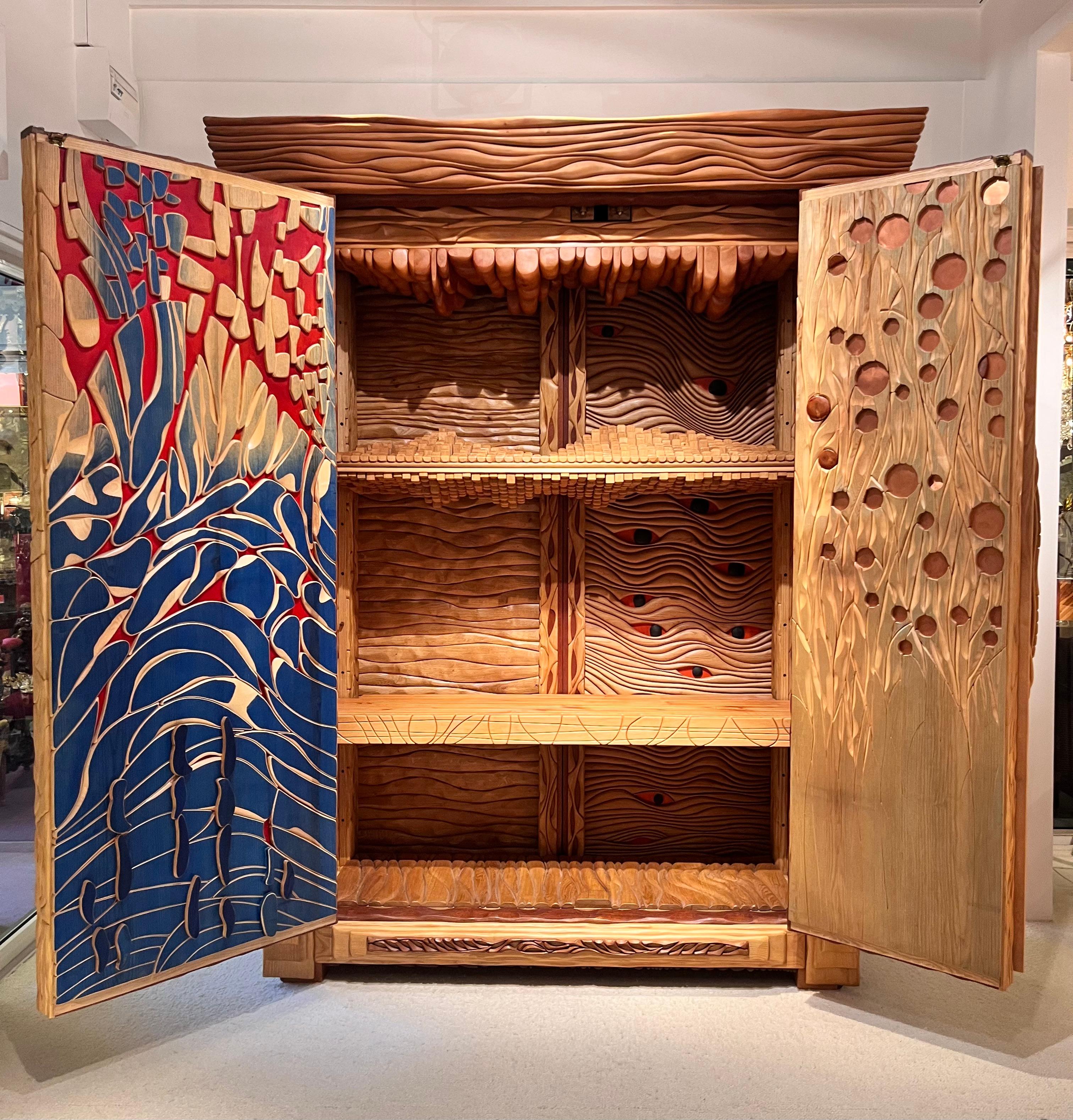 Handcrafted Wooden Armoire by Lucien Bénière For Sale 6