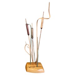 Handcrafted Wooden Cattail a Sculpture by Wood N' Things, Minnesota Studio Craft