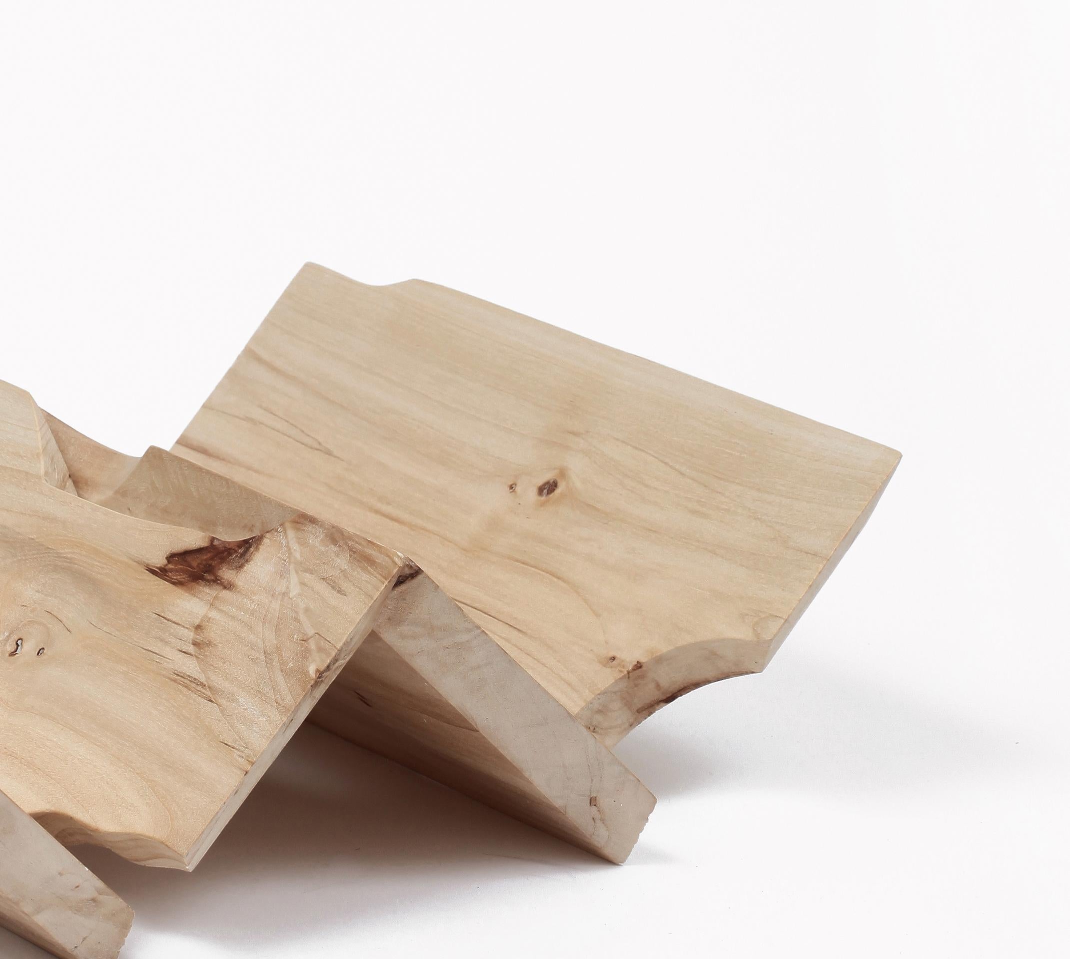 Handcrafted Wooden Magazine Rack by Vicent Orts, Made from Reclaimed Poplar Wood For Sale 1