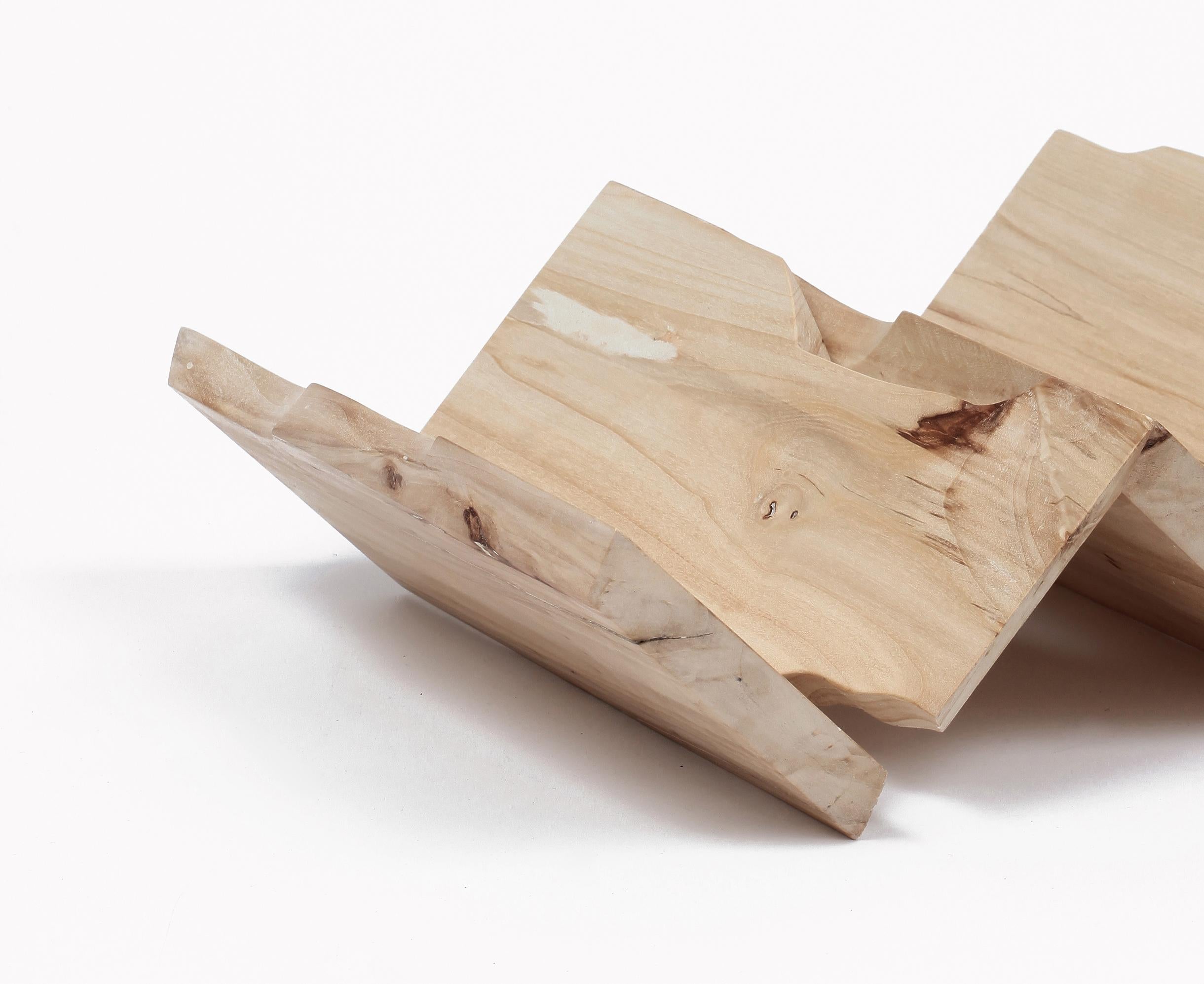 Handcrafted Wooden Magazine Rack by Vicent Orts, Made from Reclaimed Poplar Wood For Sale 2
