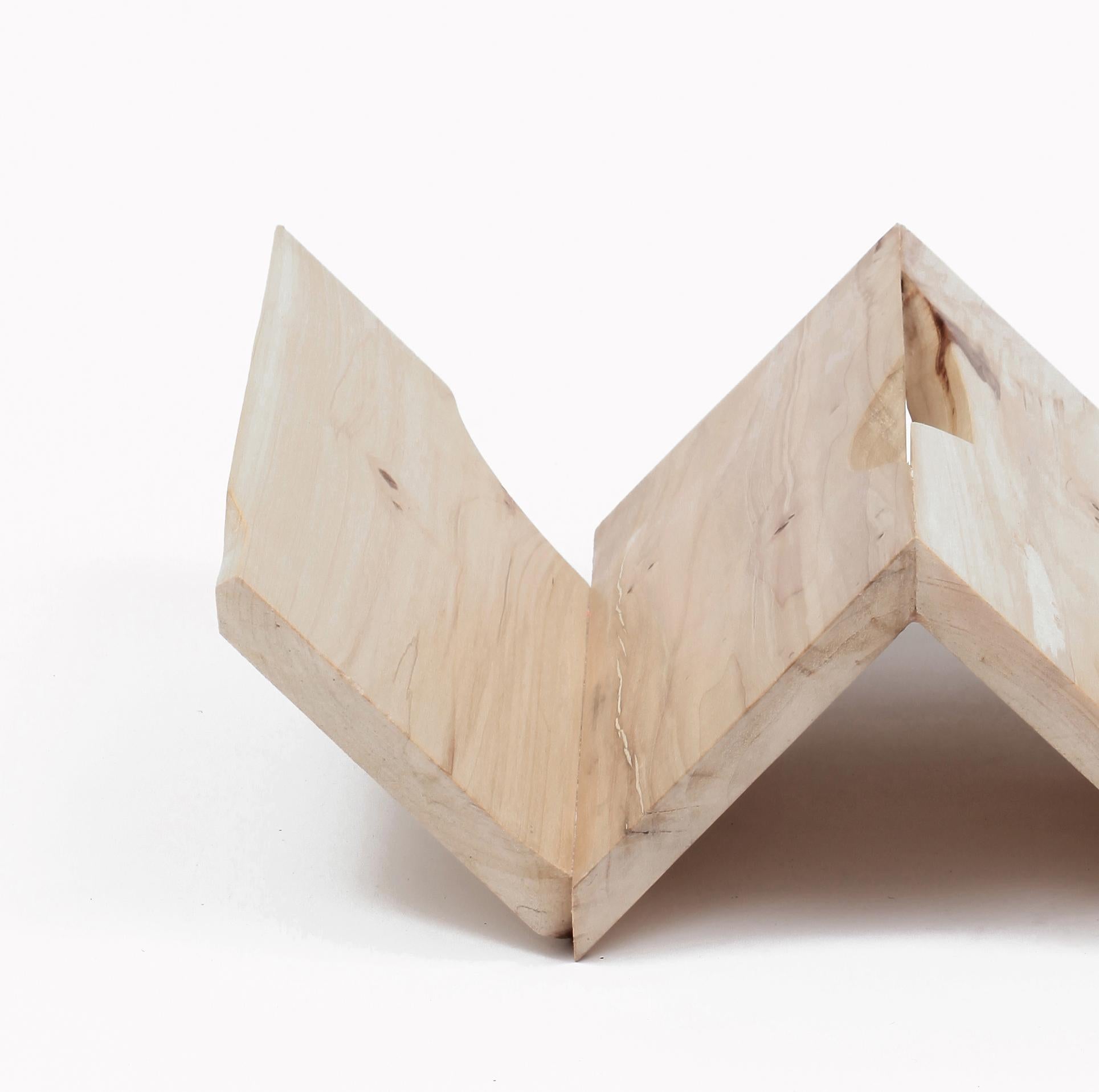 Handcrafted Wooden Magazine Rack by Vicent Orts, Made from Reclaimed Poplar Wood For Sale 3