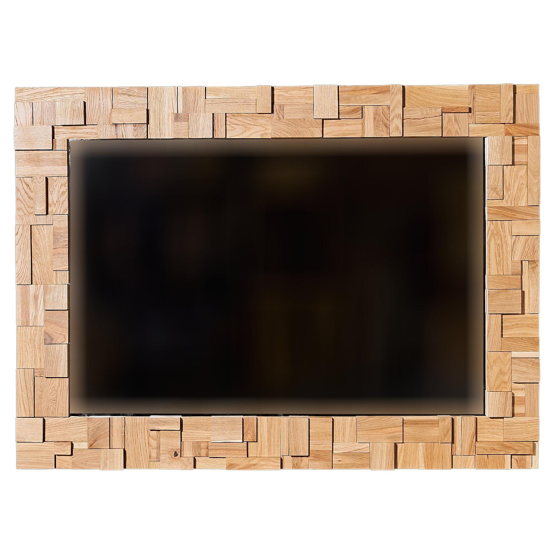 Specchio artigianale in legno Oak Mosaic Frame Wall Decor Specchio di design