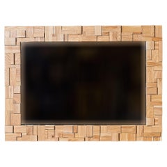Handgefertigter Holzspiegel Eiche Mosaikrahmen Wanddekoration Designer-Spiegel