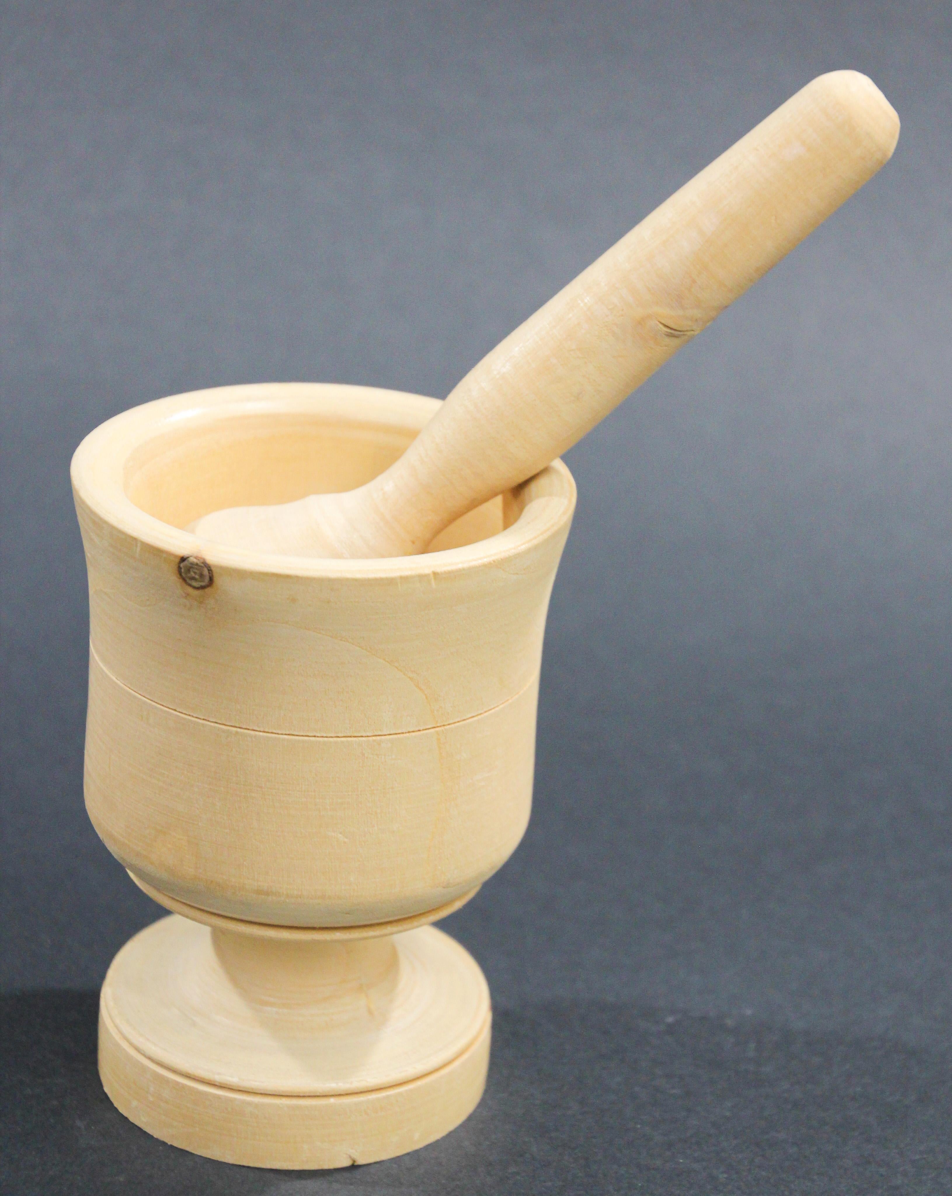 Organic Modern Handcrafted Wooden Mortar and Pestle, Italy For Sale